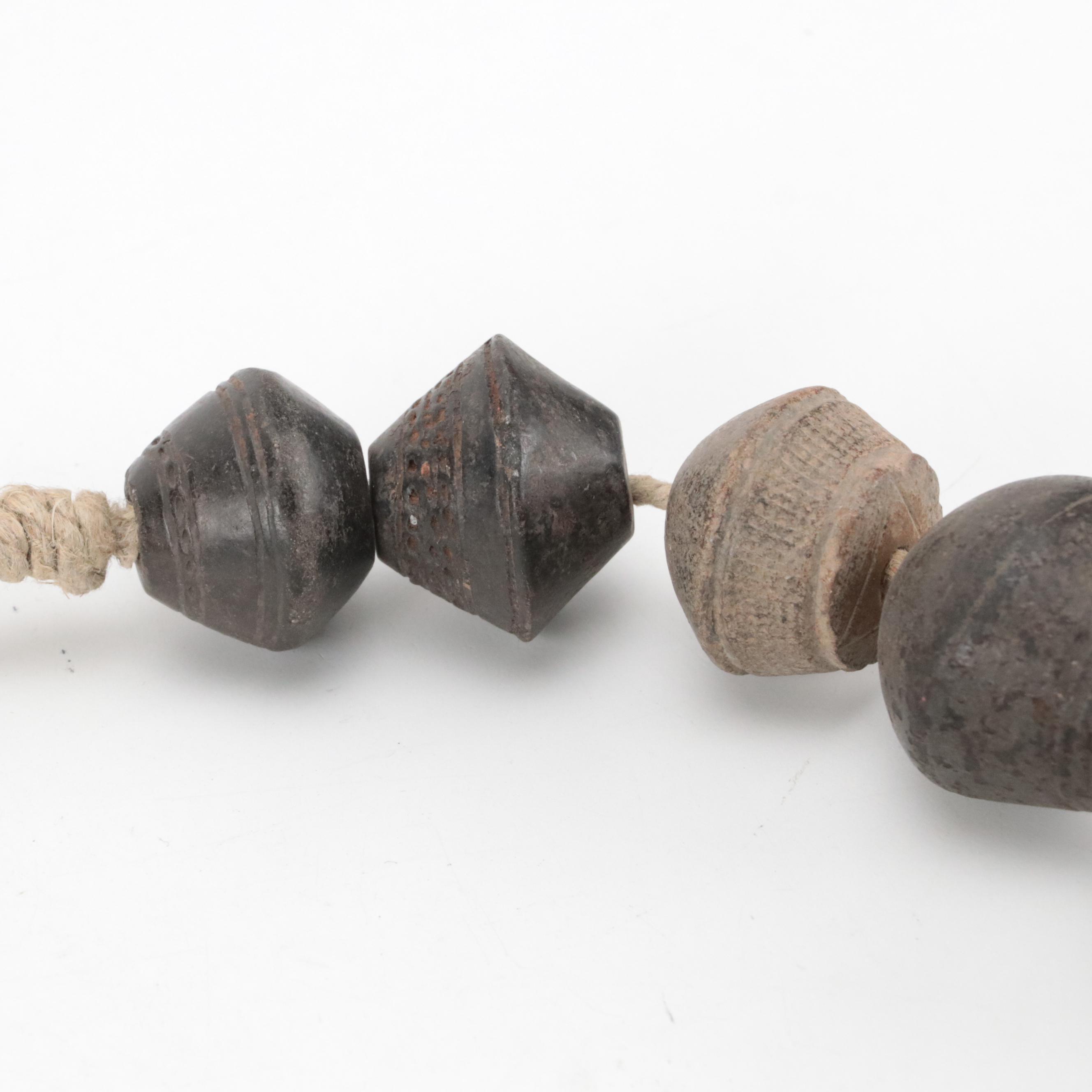 Antique Nigerian Large Clay Spindle Whorl Beads