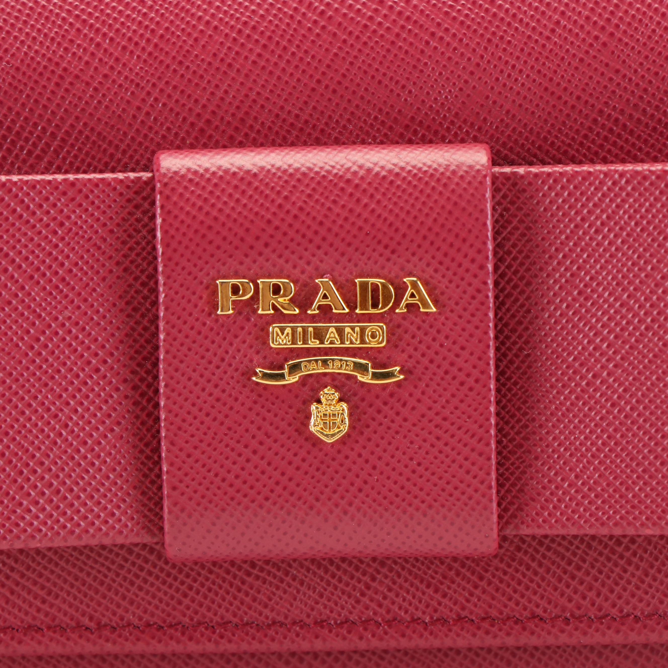 Prada Peonia Ribbon Saffiano Leather Continental Wallet