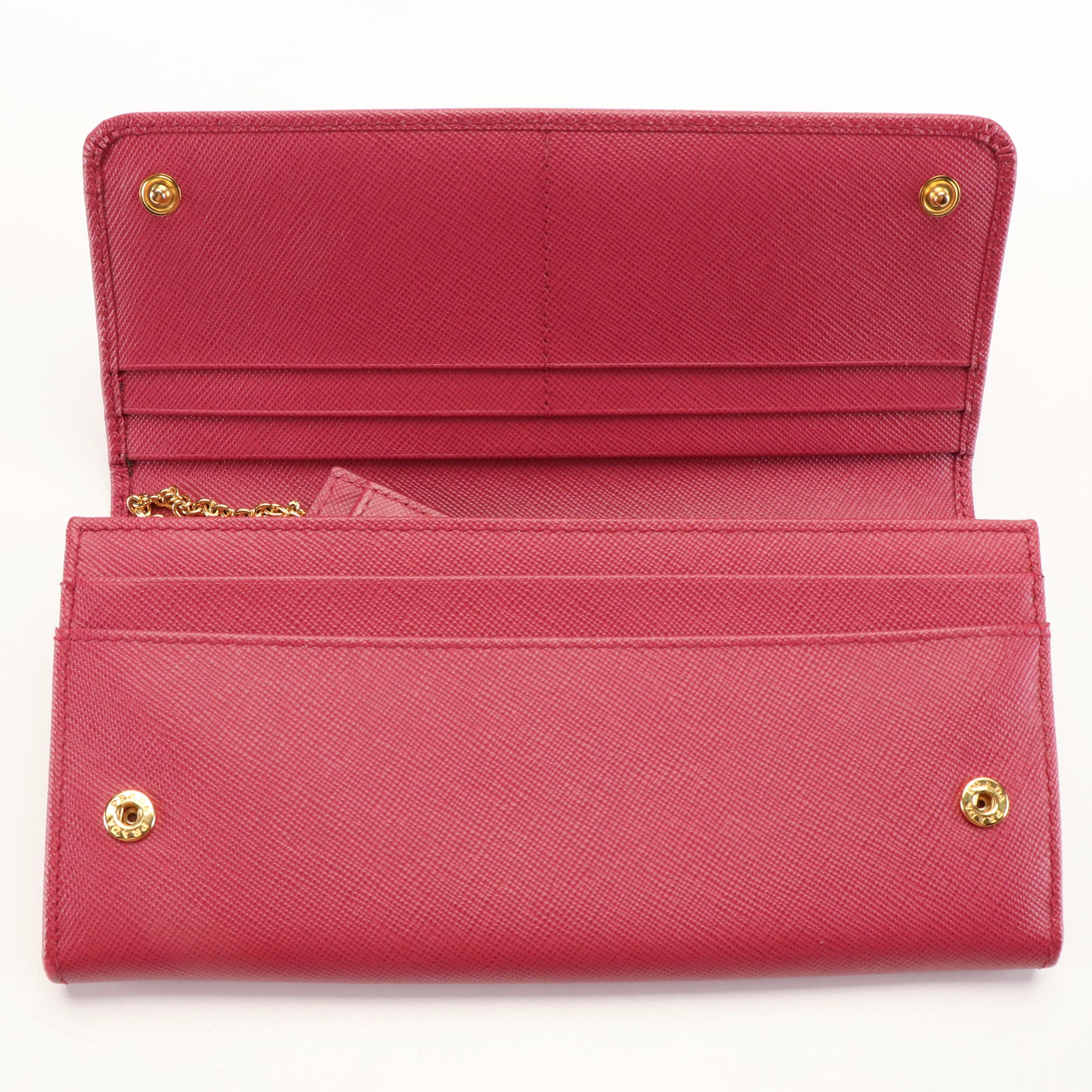 Prada Peonia Ribbon Saffiano Leather Continental Wallet