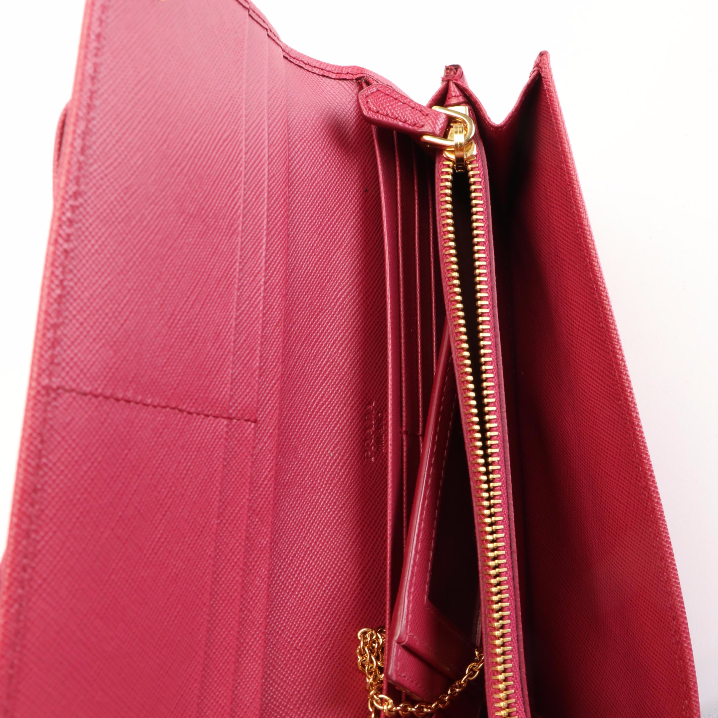 Prada Peonia Ribbon Saffiano Leather Continental Wallet