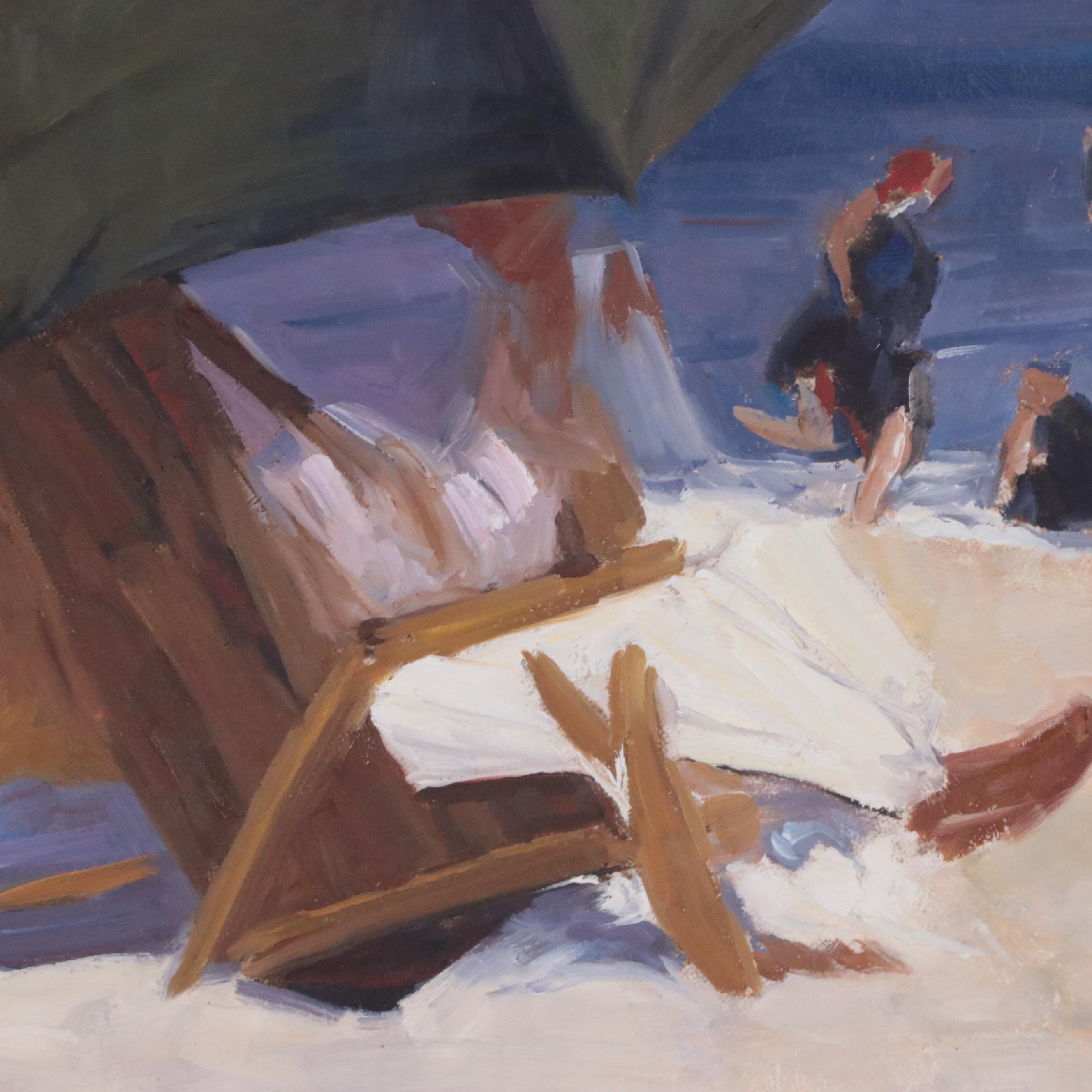 Lawrence Williams Oil Painting of Beach Landscape with Figures