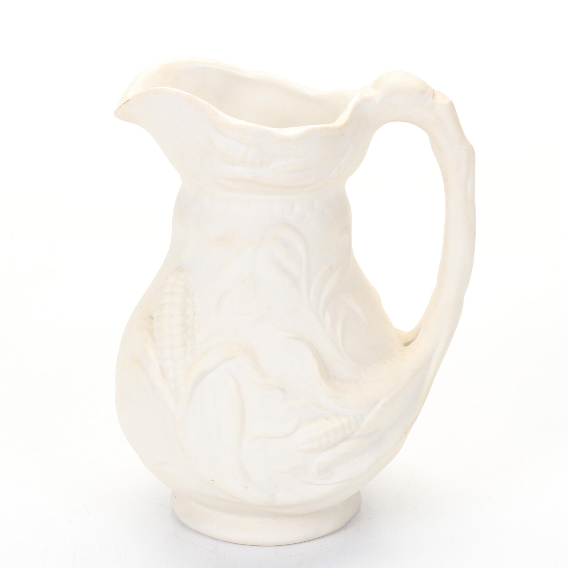 Victorian Gilbert Shelf Clock and MMA Stoneware Corn Pitcher