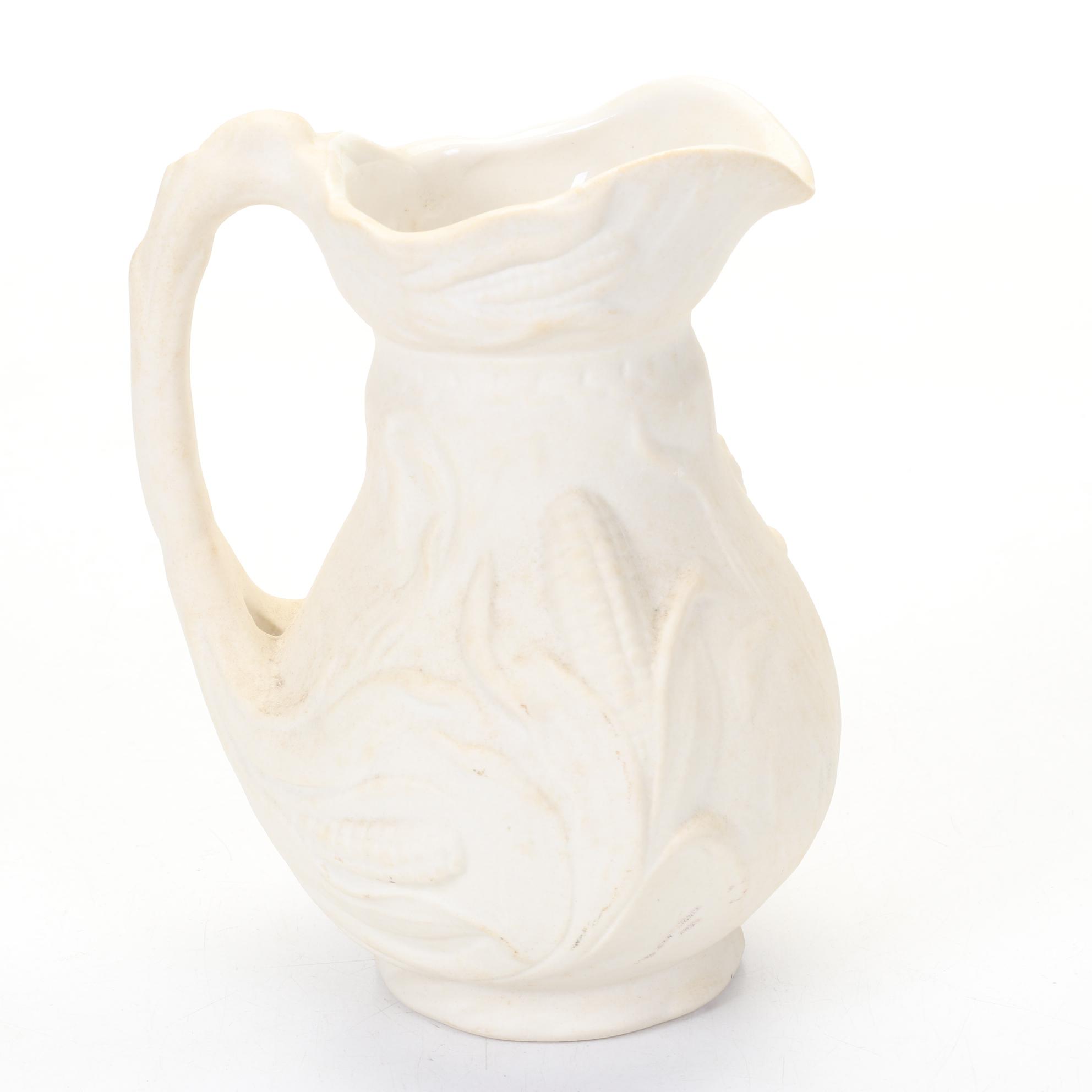 Victorian Gilbert Shelf Clock and MMA Stoneware Corn Pitcher