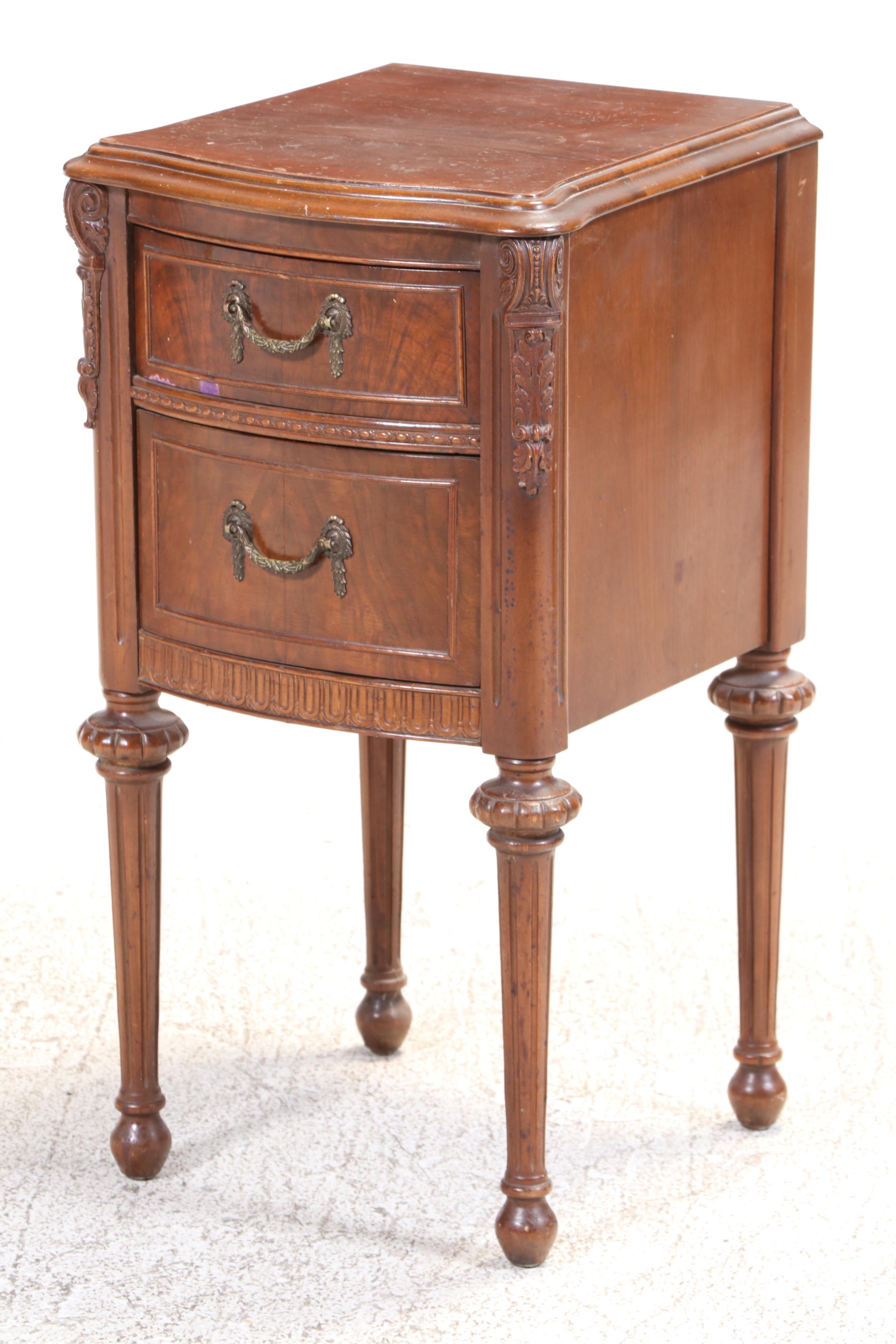 Two French Style Hardwood Bedside Tables, Early 20th Century