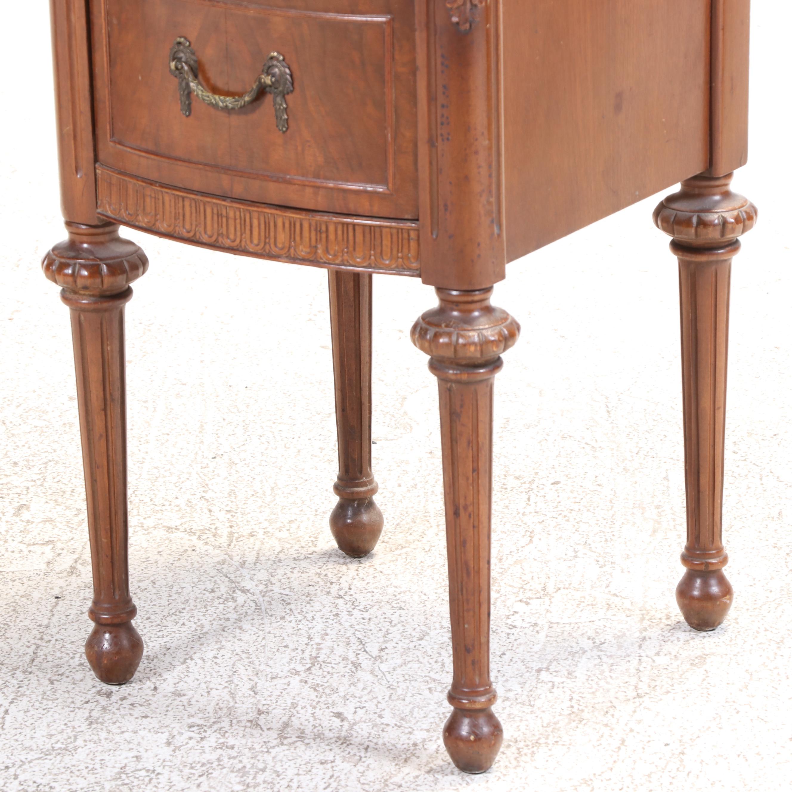 Two French Style Hardwood Bedside Tables, Early 20th Century