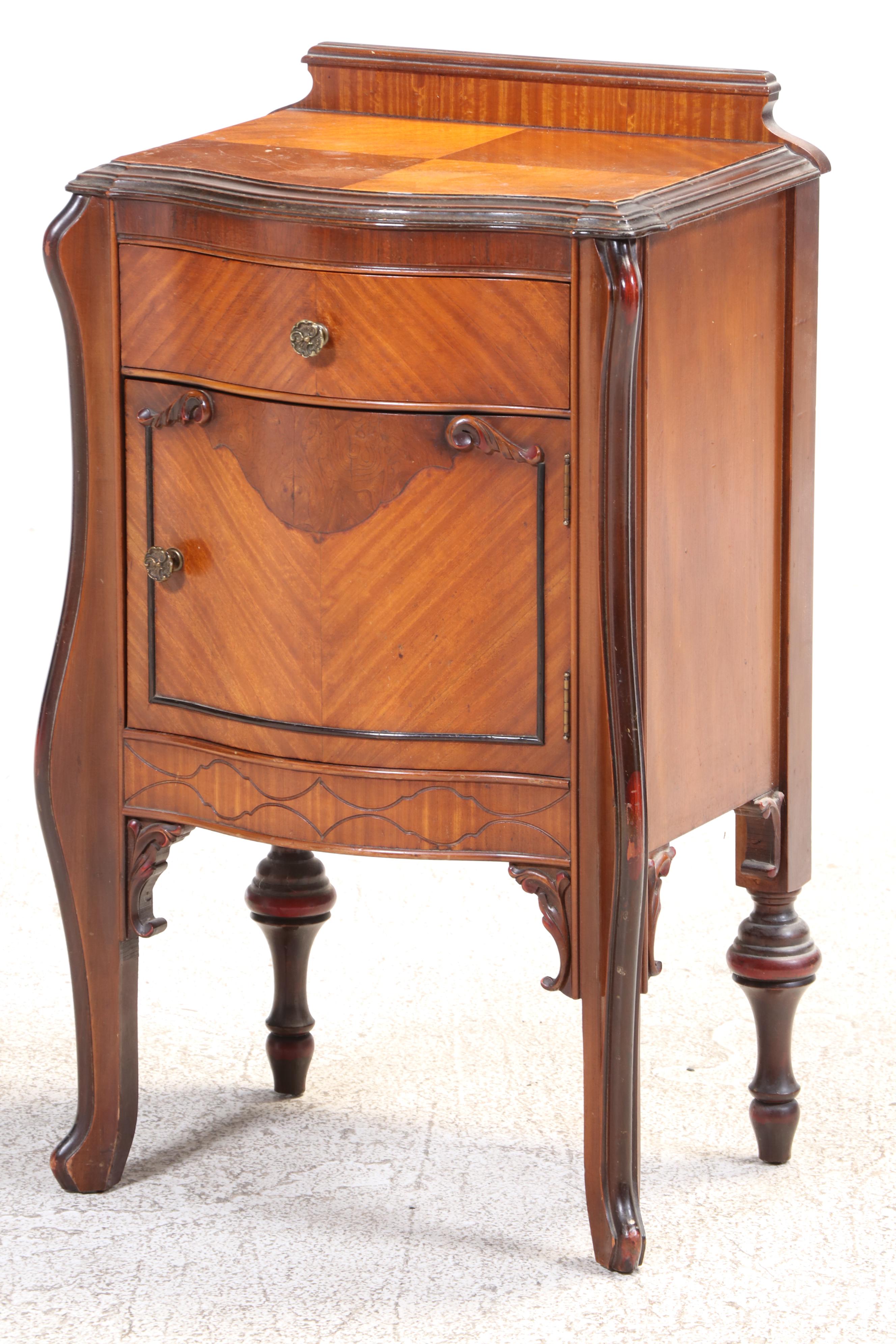 Two French Style Hardwood Bedside Tables, Early 20th Century