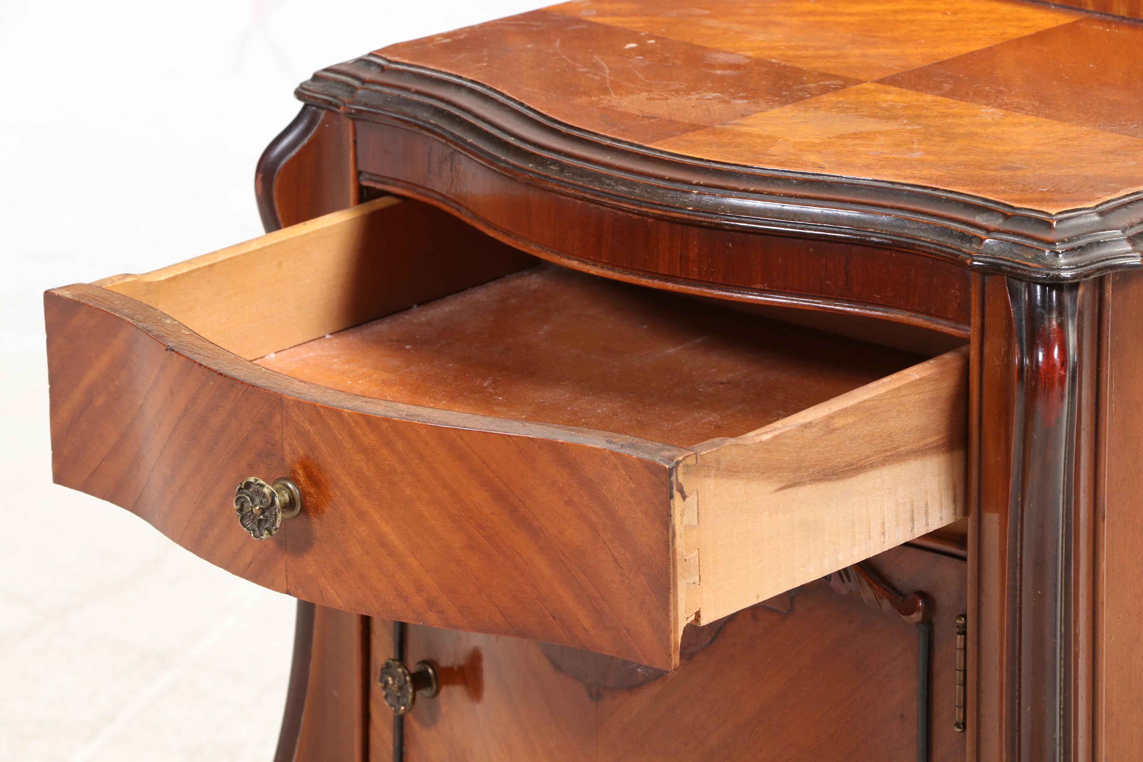 Two French Style Hardwood Bedside Tables, Early 20th Century