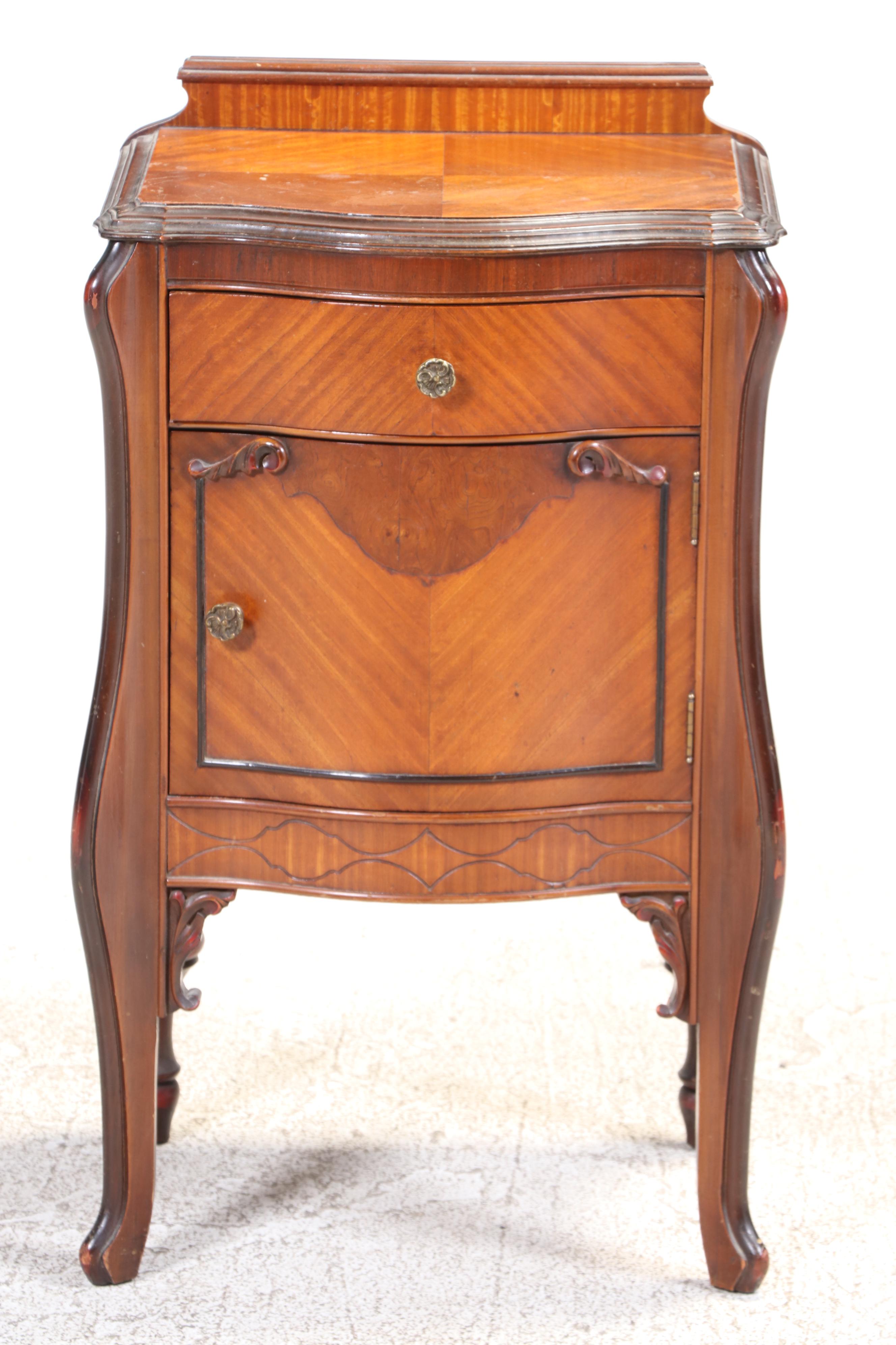 Two French Style Hardwood Bedside Tables, Early 20th Century