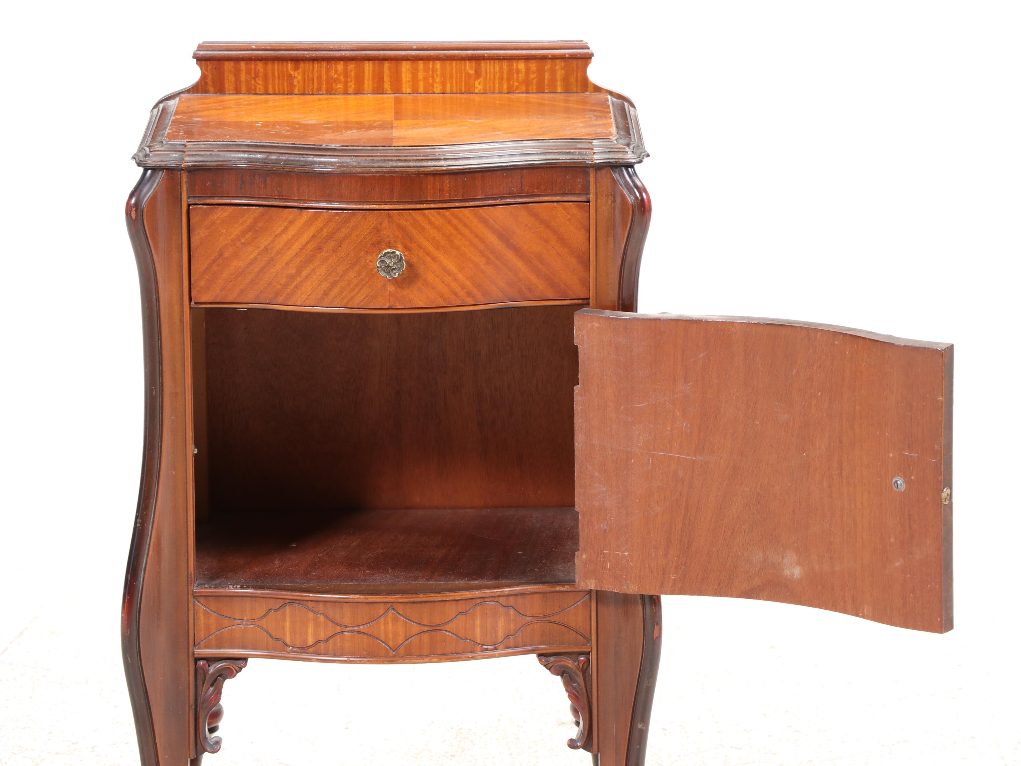 Two French Style Hardwood Bedside Tables, Early 20th Century