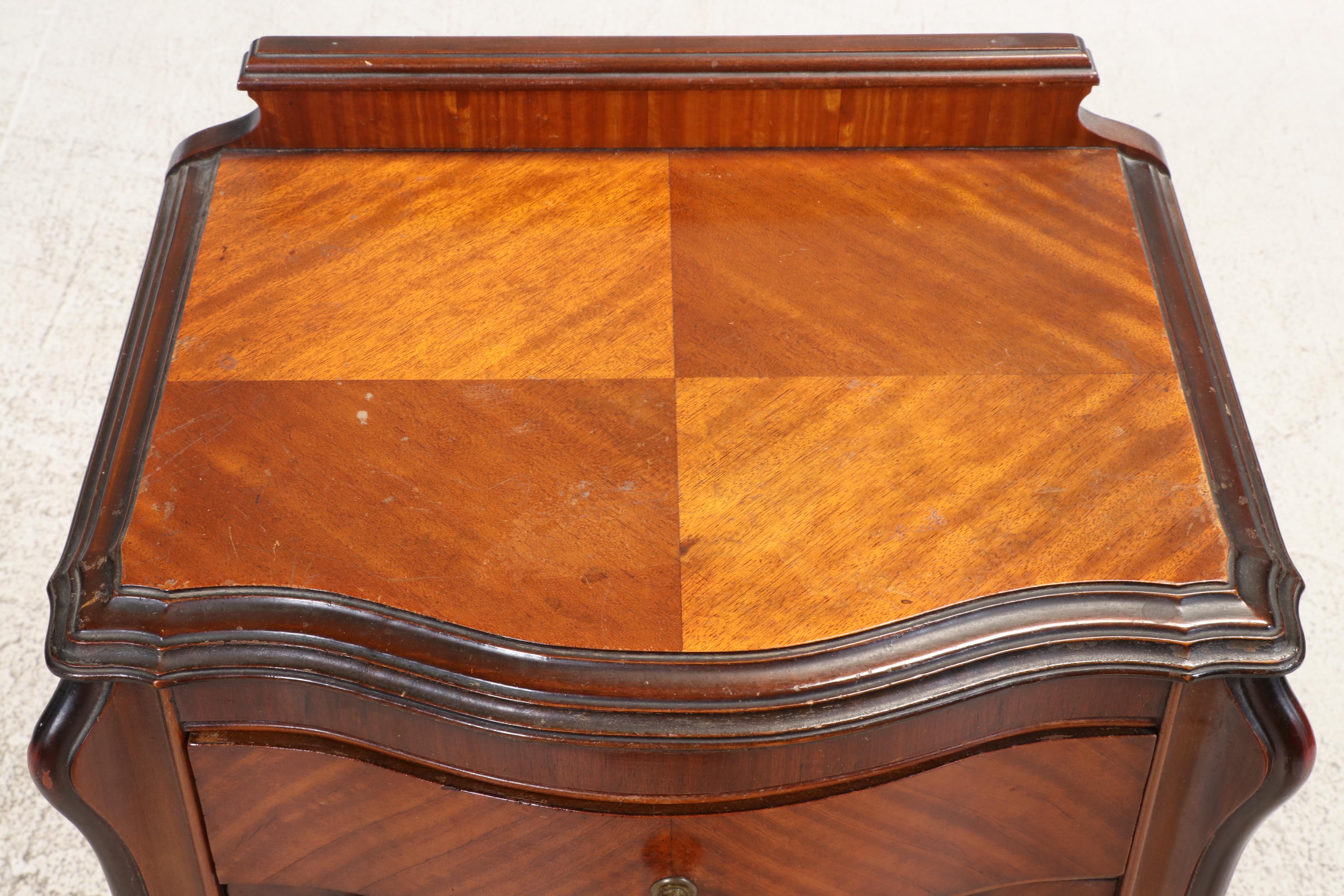 Two French Style Hardwood Bedside Tables, Early 20th Century