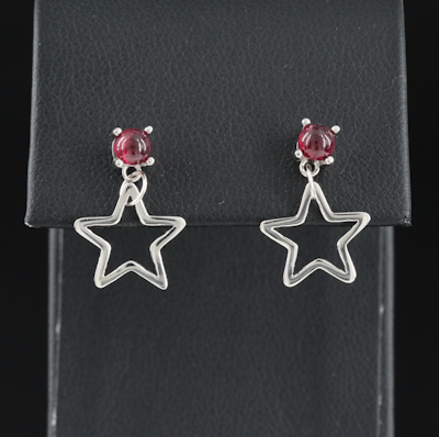 Sterling Garnet Star Earrings