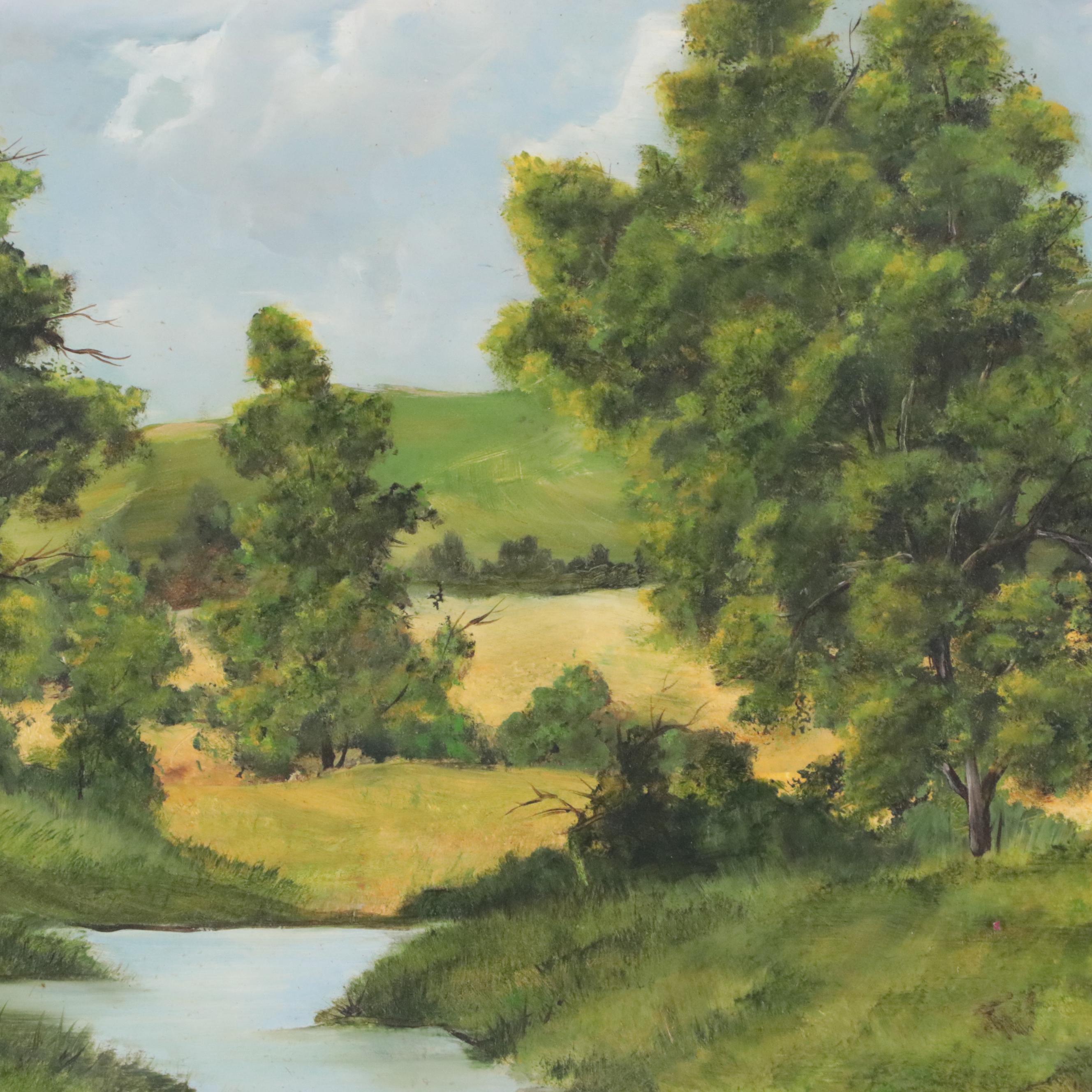 Bucolic Landscape Oil Painting