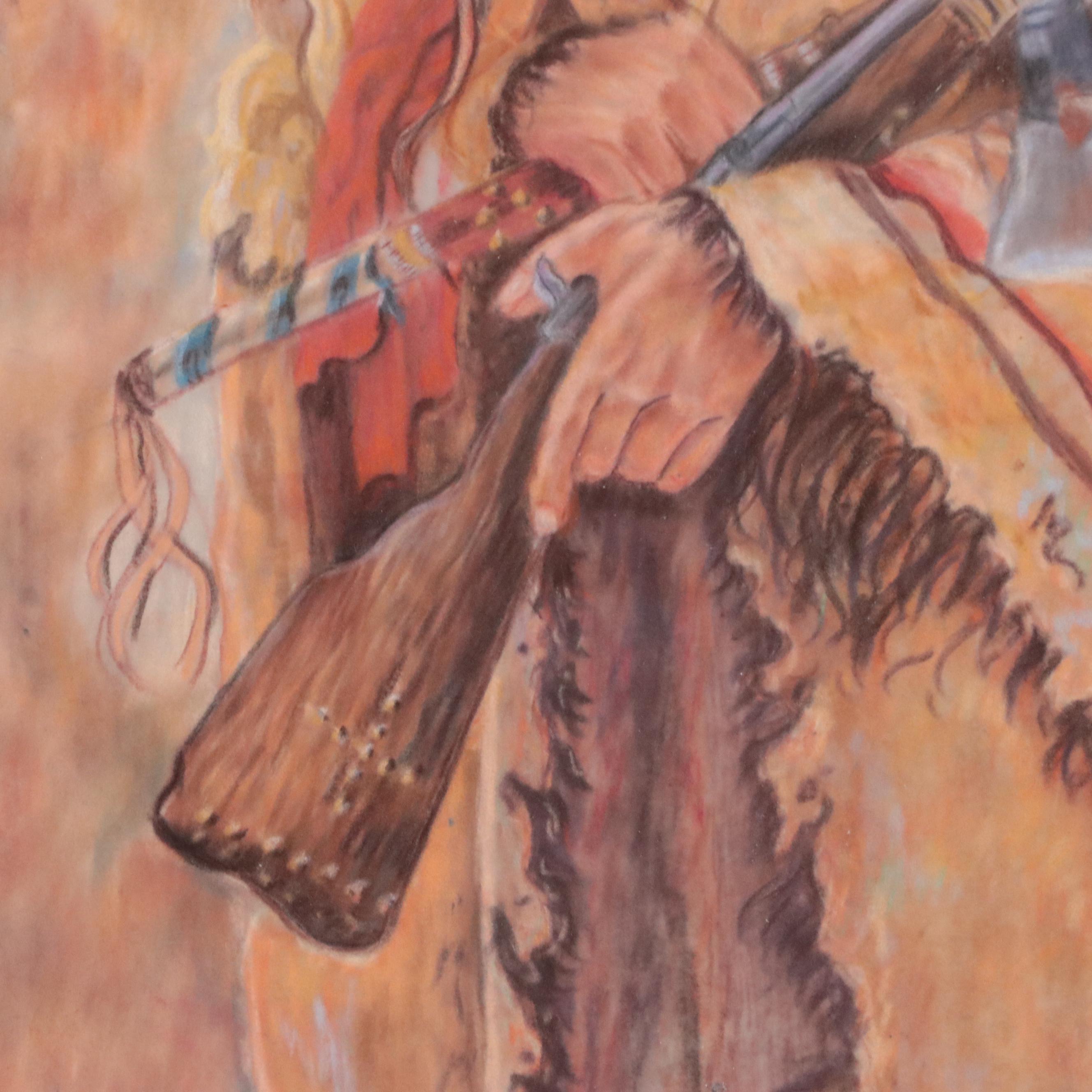 Native American Portrait Chalk Pastel Drawing, 1997