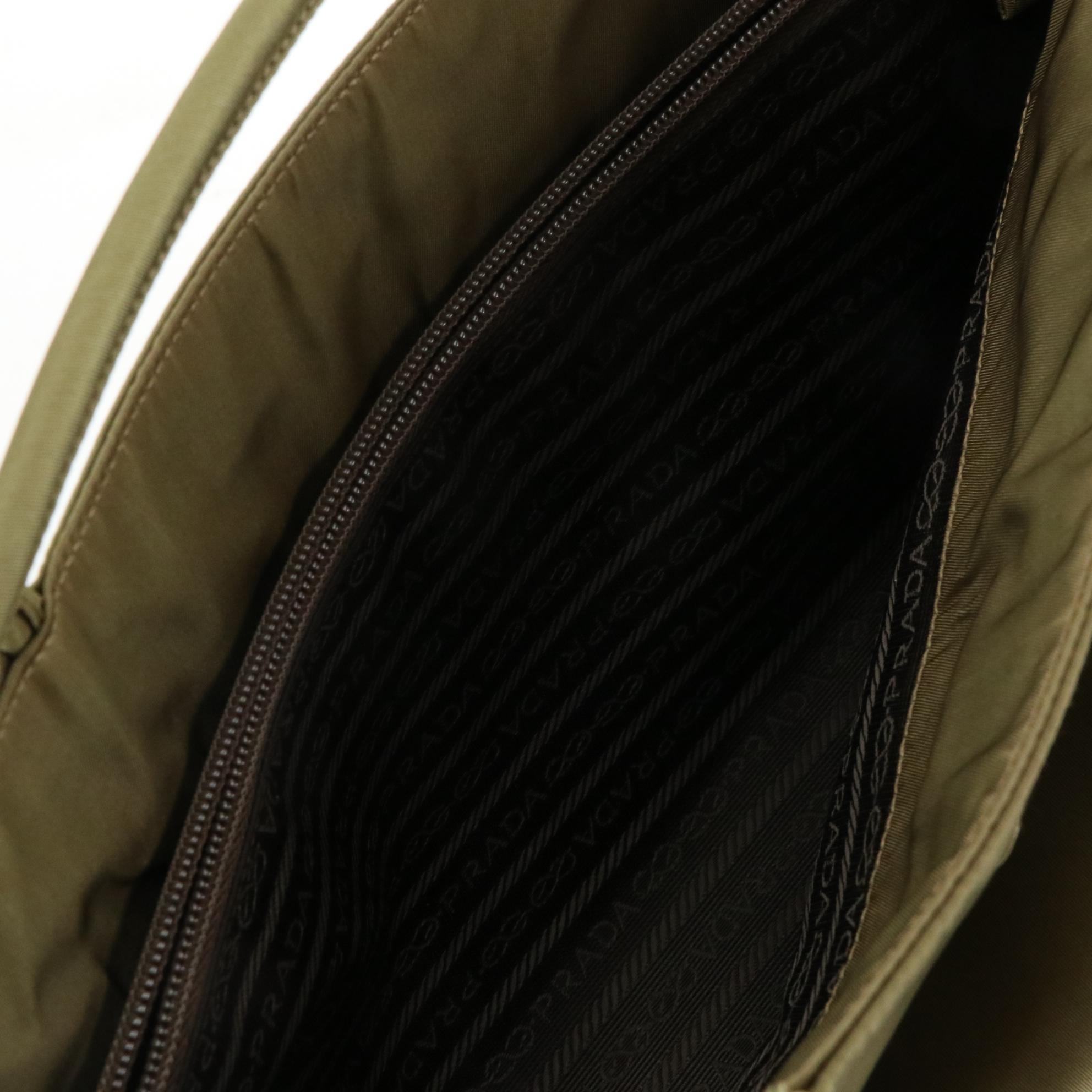 Prada Shoulder Tote Bag in Khaki Green Tessuto Nylon
