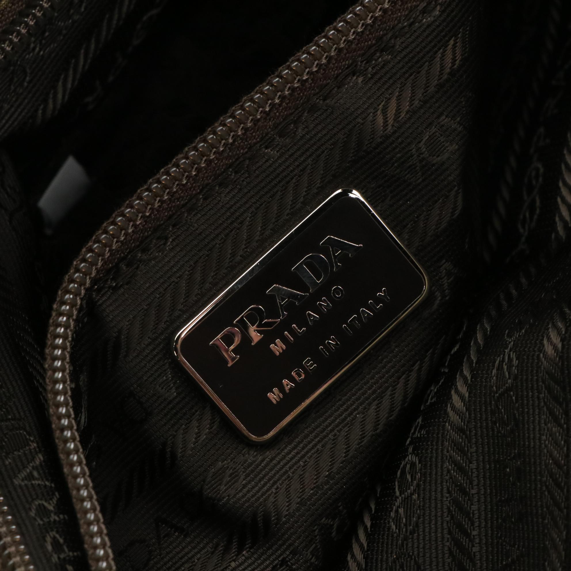 Prada Shoulder Tote Bag in Khaki Green Tessuto Nylon