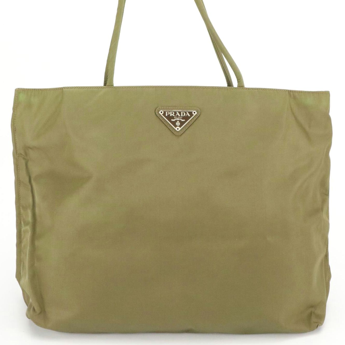 Prada Shoulder Tote Bag in Khaki Green Tessuto Nylon