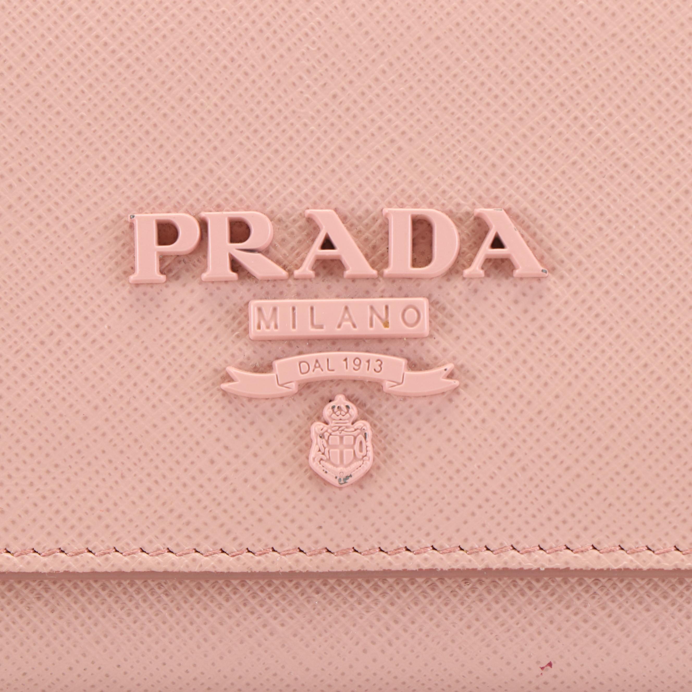 Prada Continental Wallet in Monochrome Pink Saffiano Leather