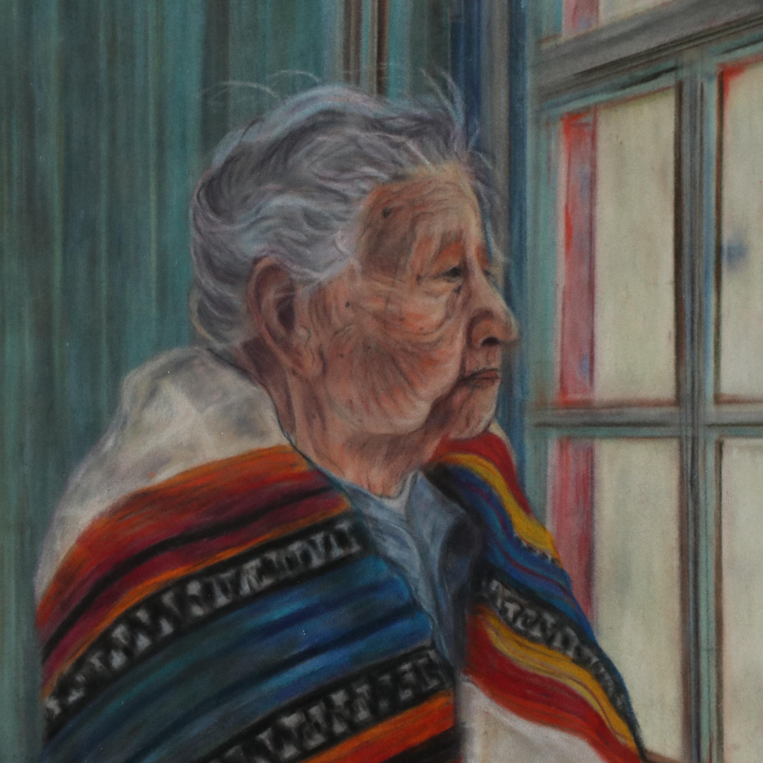 Female Portrait Chalk Pastel Drawing, 1987
