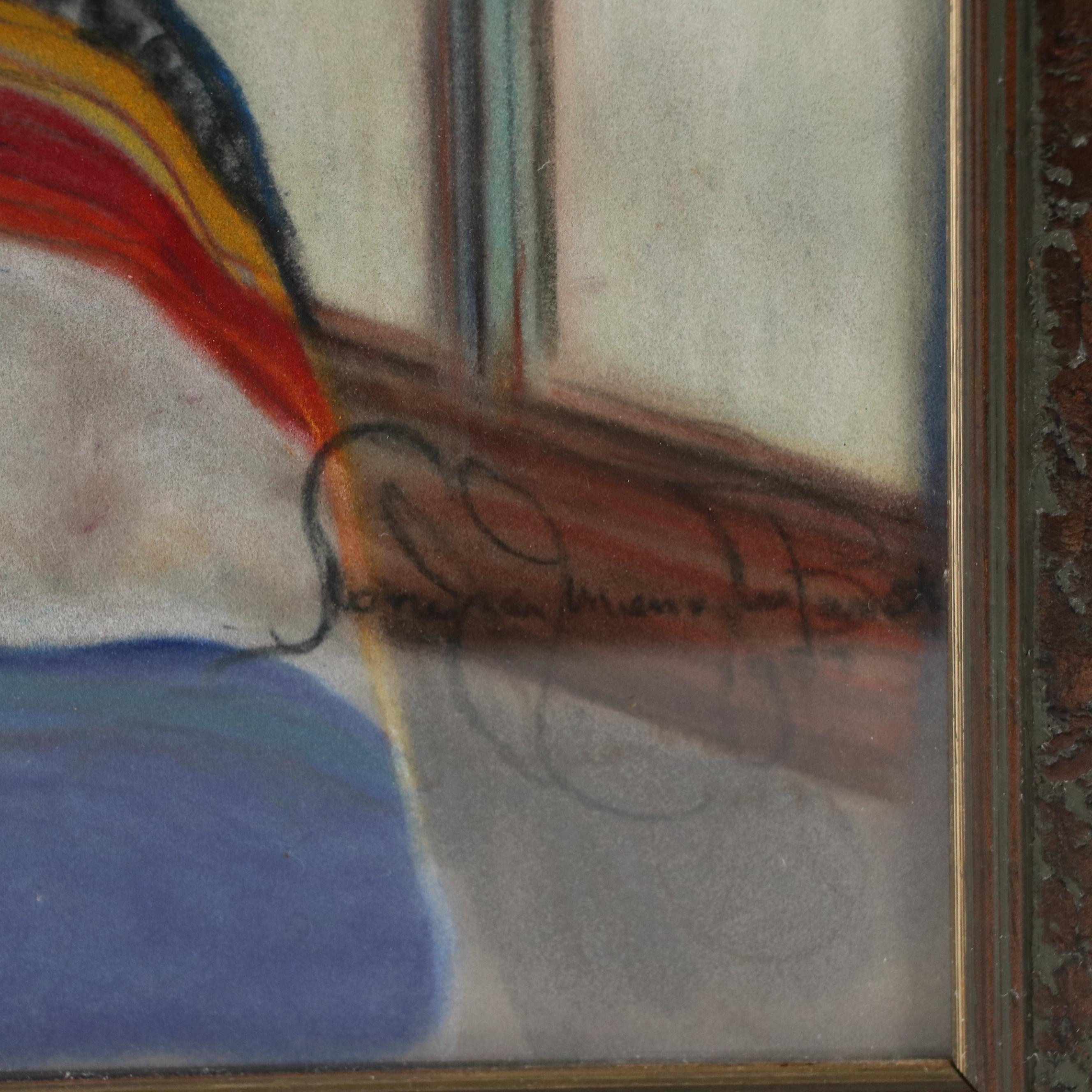 Female Portrait Chalk Pastel Drawing, 1987