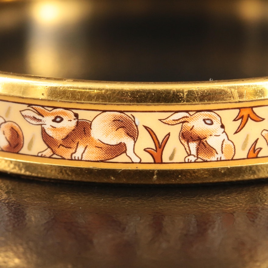 Hermès Narrow Enamel Rabbit Bangle | EBTH