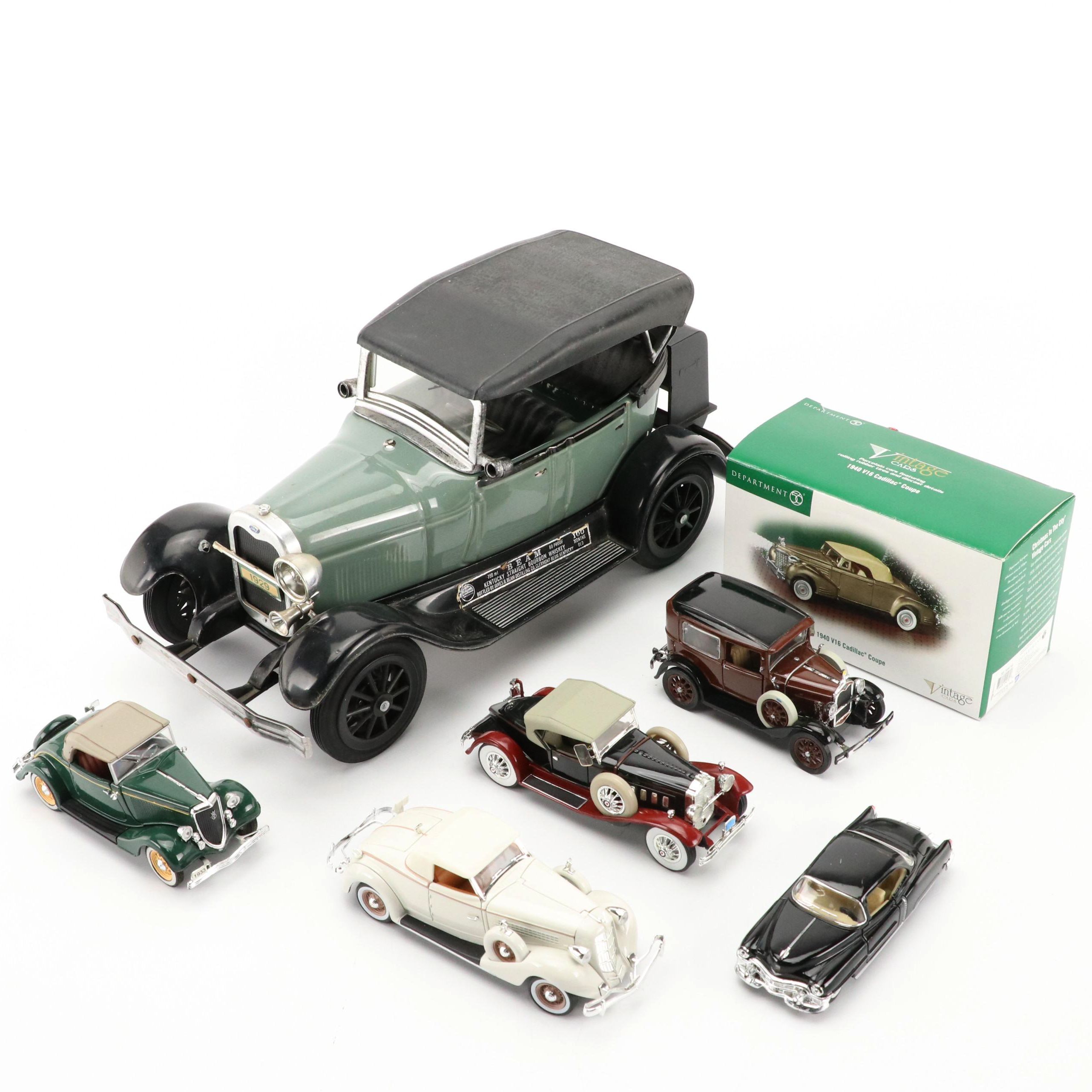 Jim Beam Novelty Car-Shaped Decanter with Department 56 and Other Model Cars