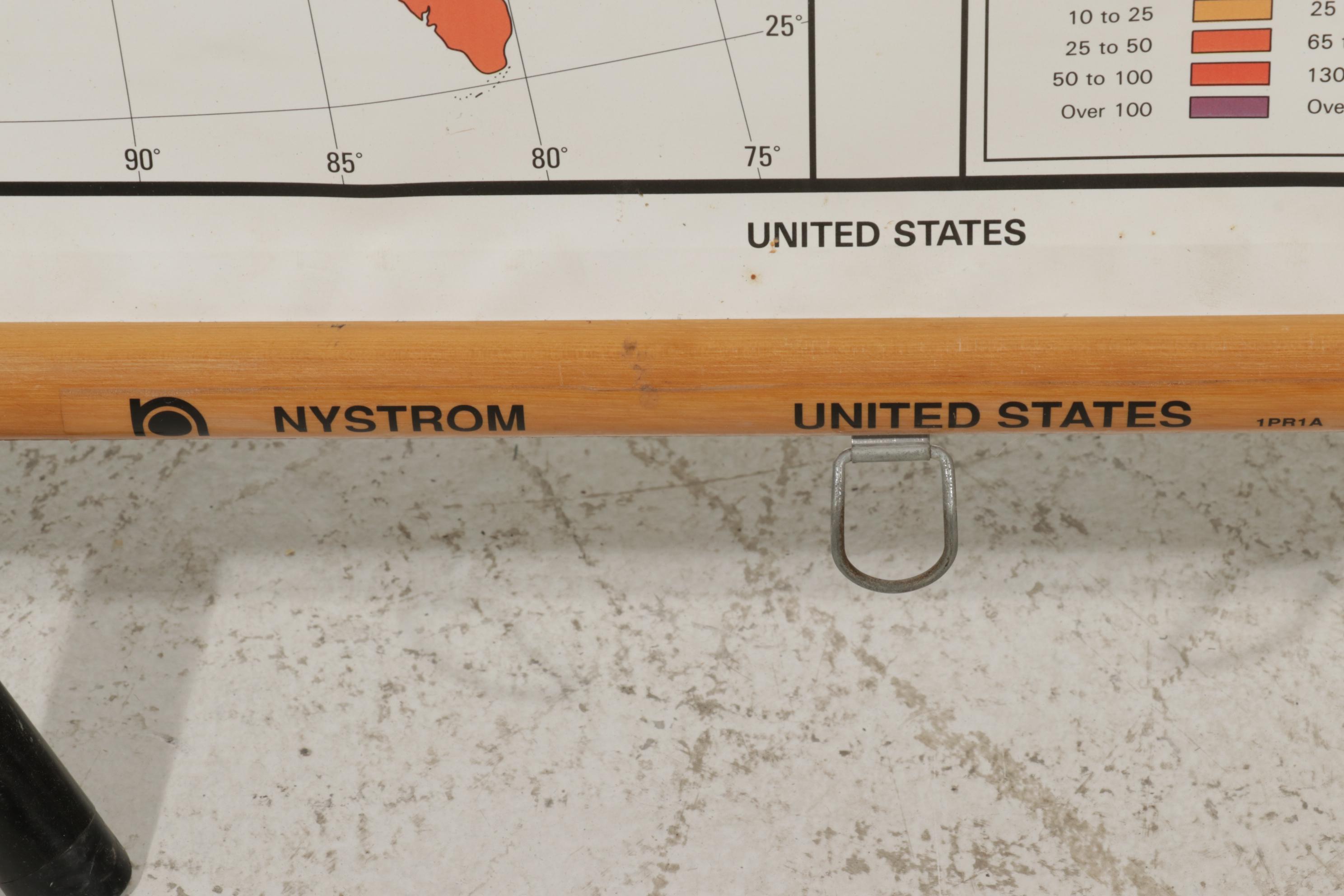 Nystrom United States Pictorial Relief Retractable Wall Map, Late 20th Century