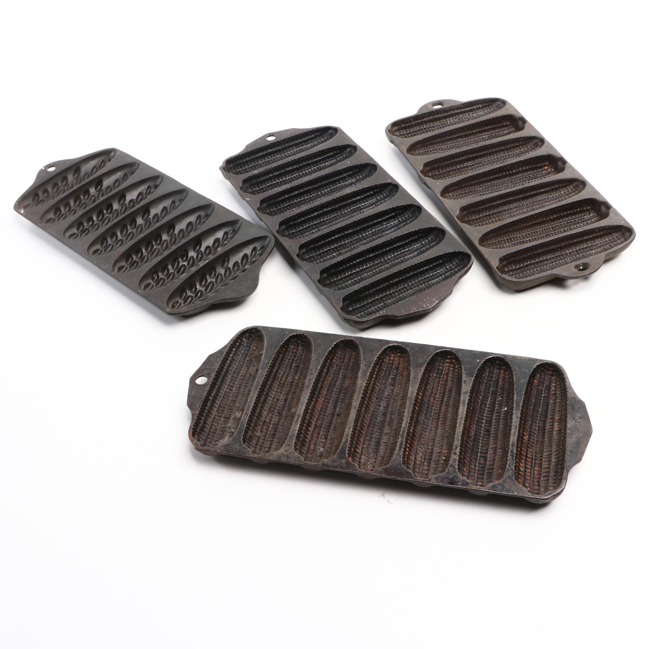 Griswold Cast Iron Corn Stick Pans, Muffin Pan, and Brownie Cake Pan, 20th C.