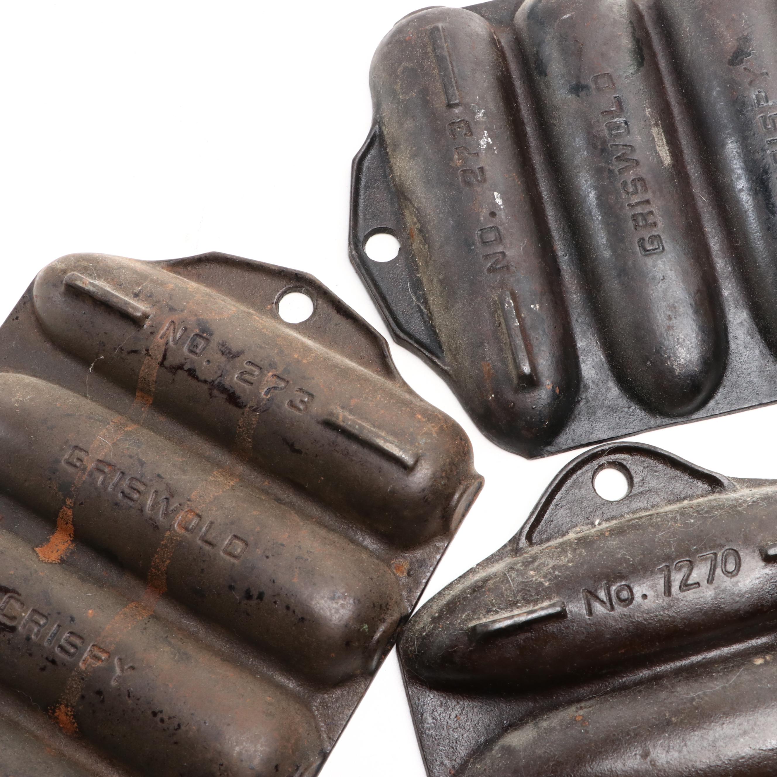 Griswold Cast Iron Corn Stick Pans, Muffin Pan, and Brownie Cake Pan, 20th C.