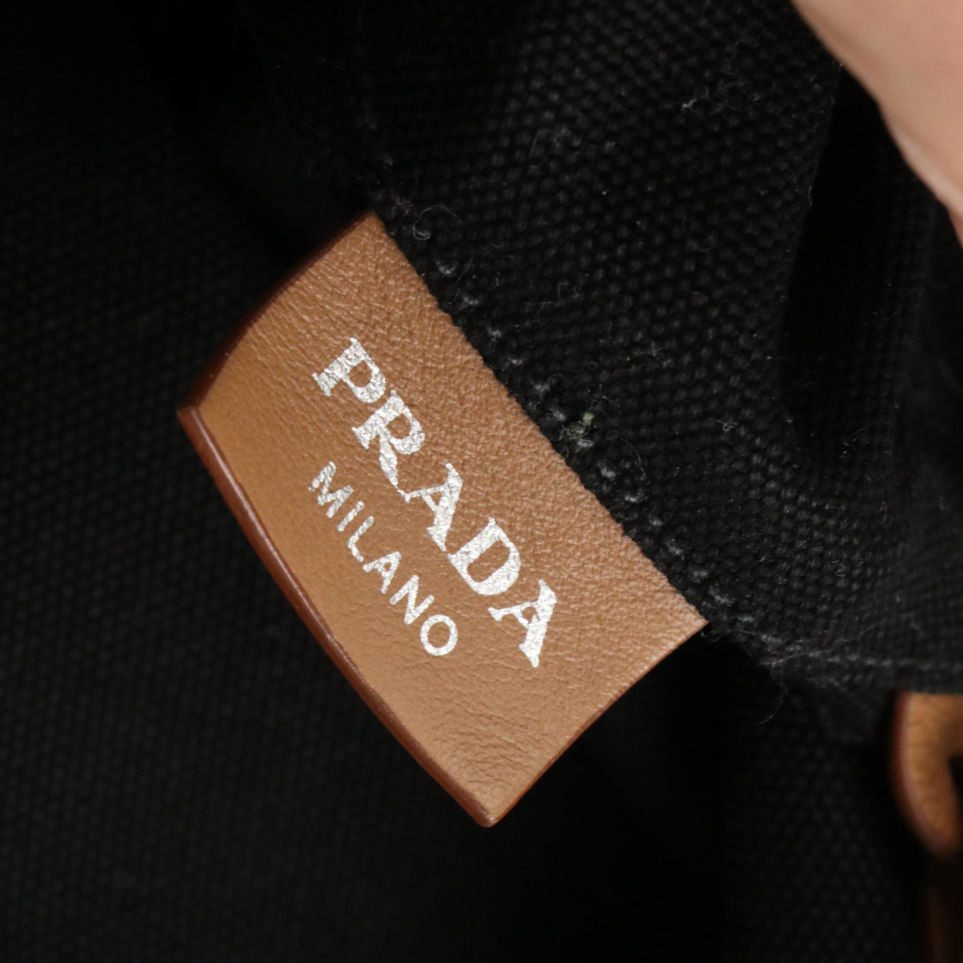 Prada Black Canvas Canapa Convertible Two-Way Bucket Tote and Zip Pouch