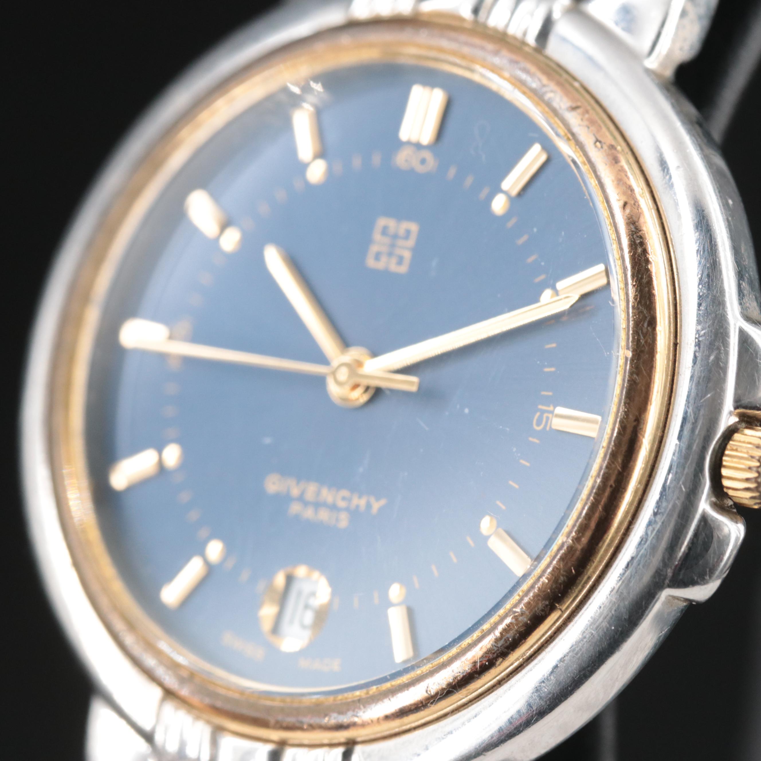 Givenchy Chenonceaux Stainless Steel and Gold Plate Blue Dial Watch