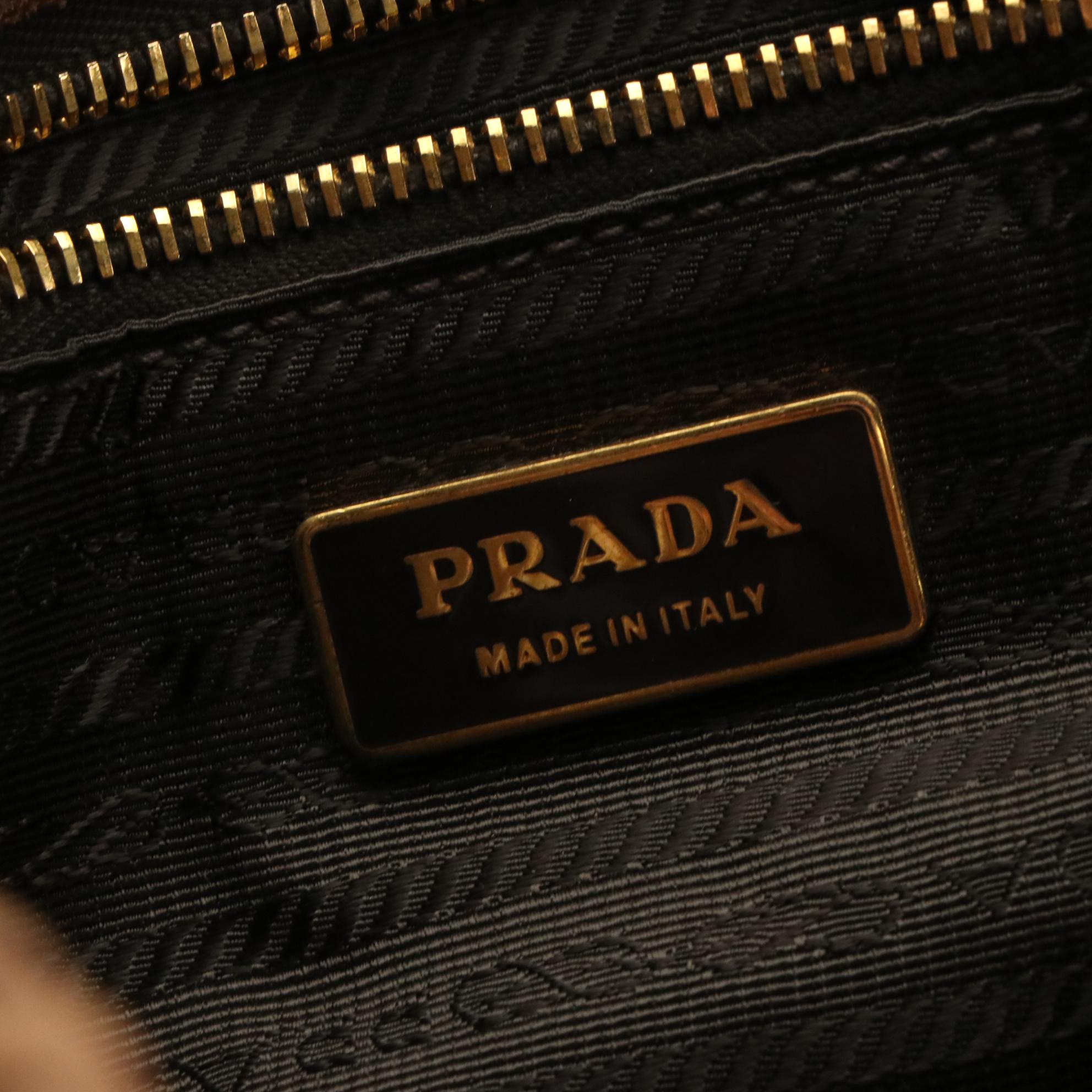 Prada Gaufre Brown Nappa Leather Satchel Tote