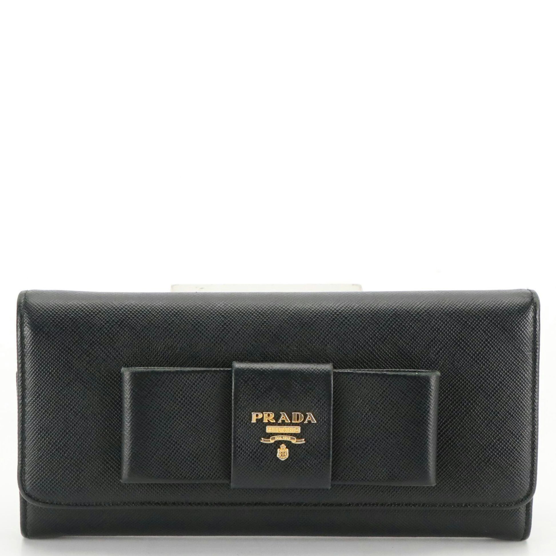 Prada Fiocco Flap Wallet with ID/Card Case in Saffiano Leather