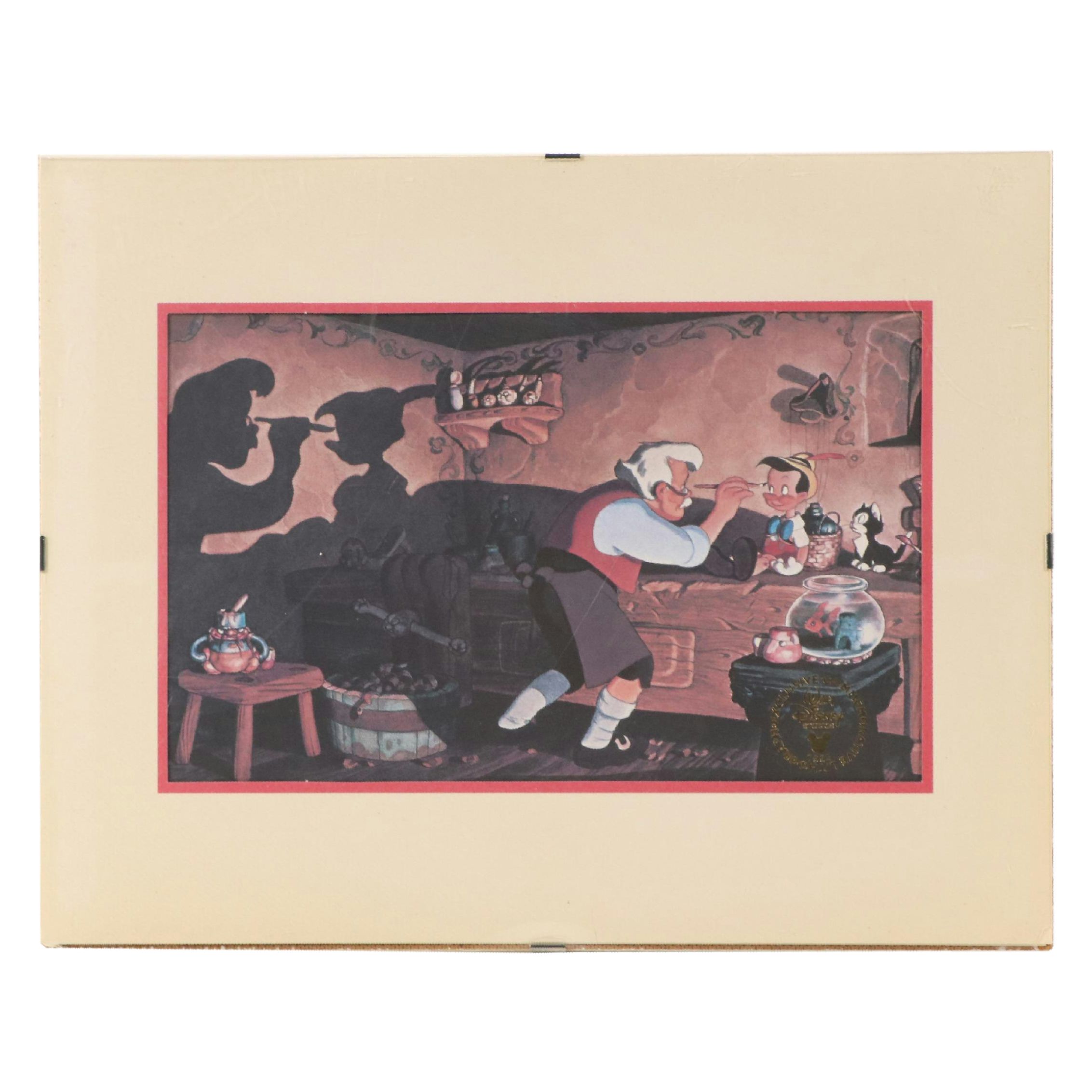 Disney Offset Lithograph of Scene from "Pinocchio," 1993