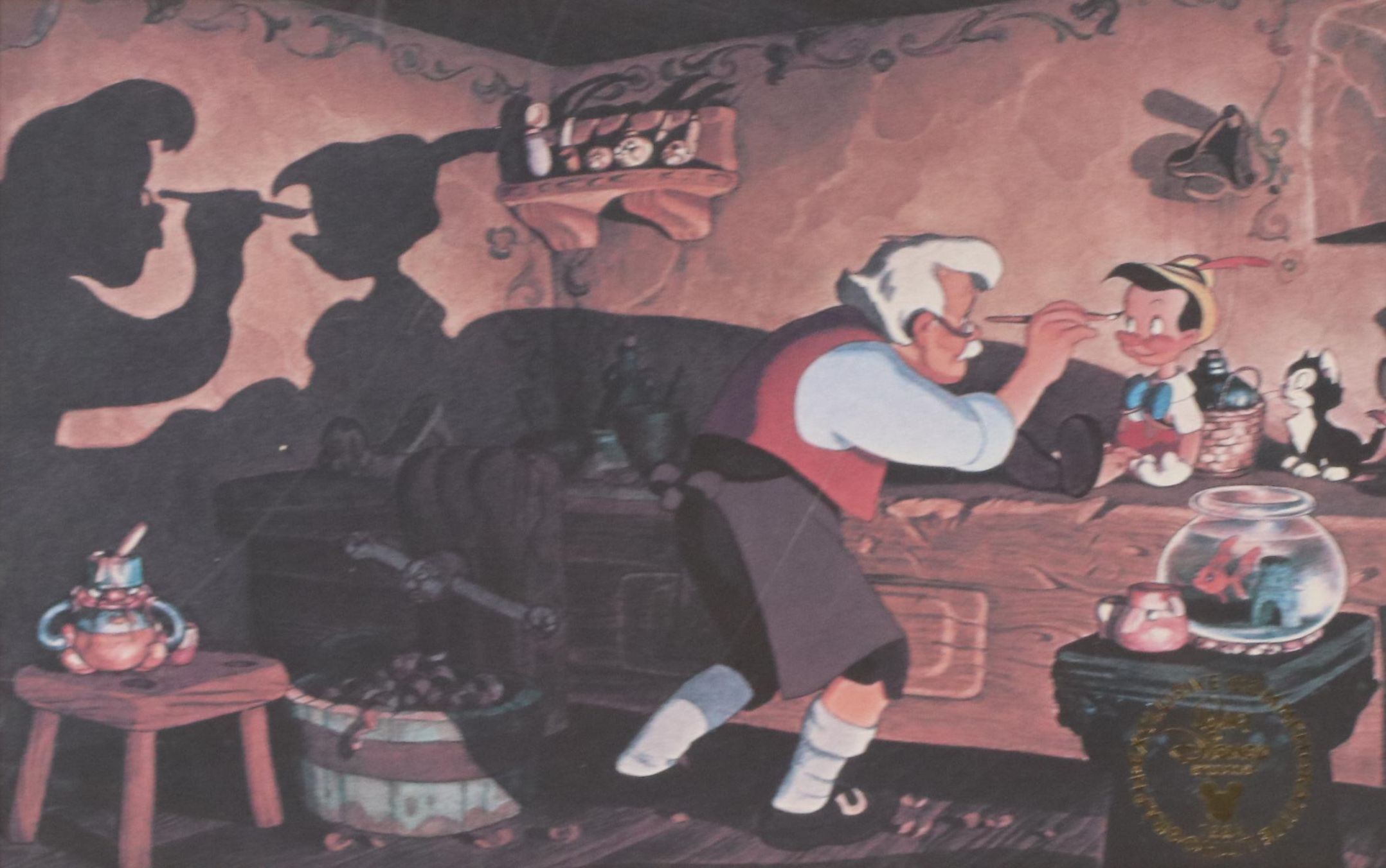 Disney Offset Lithograph of Scene from "Pinocchio," 1993