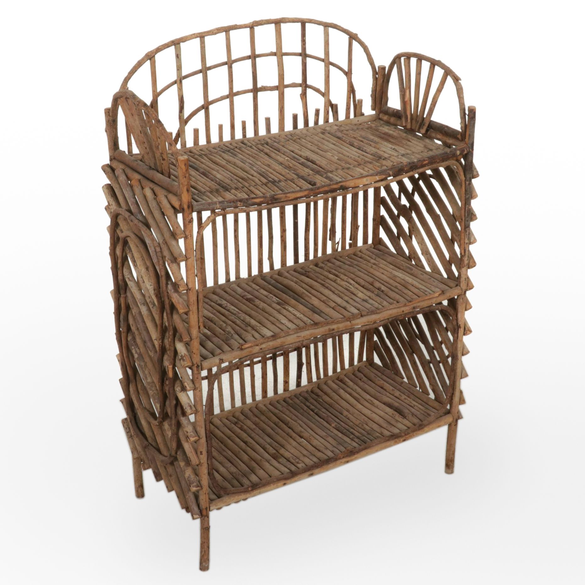 Adirondack Style Bent Twig Three-Tiered Bookcase, Early 20th Century