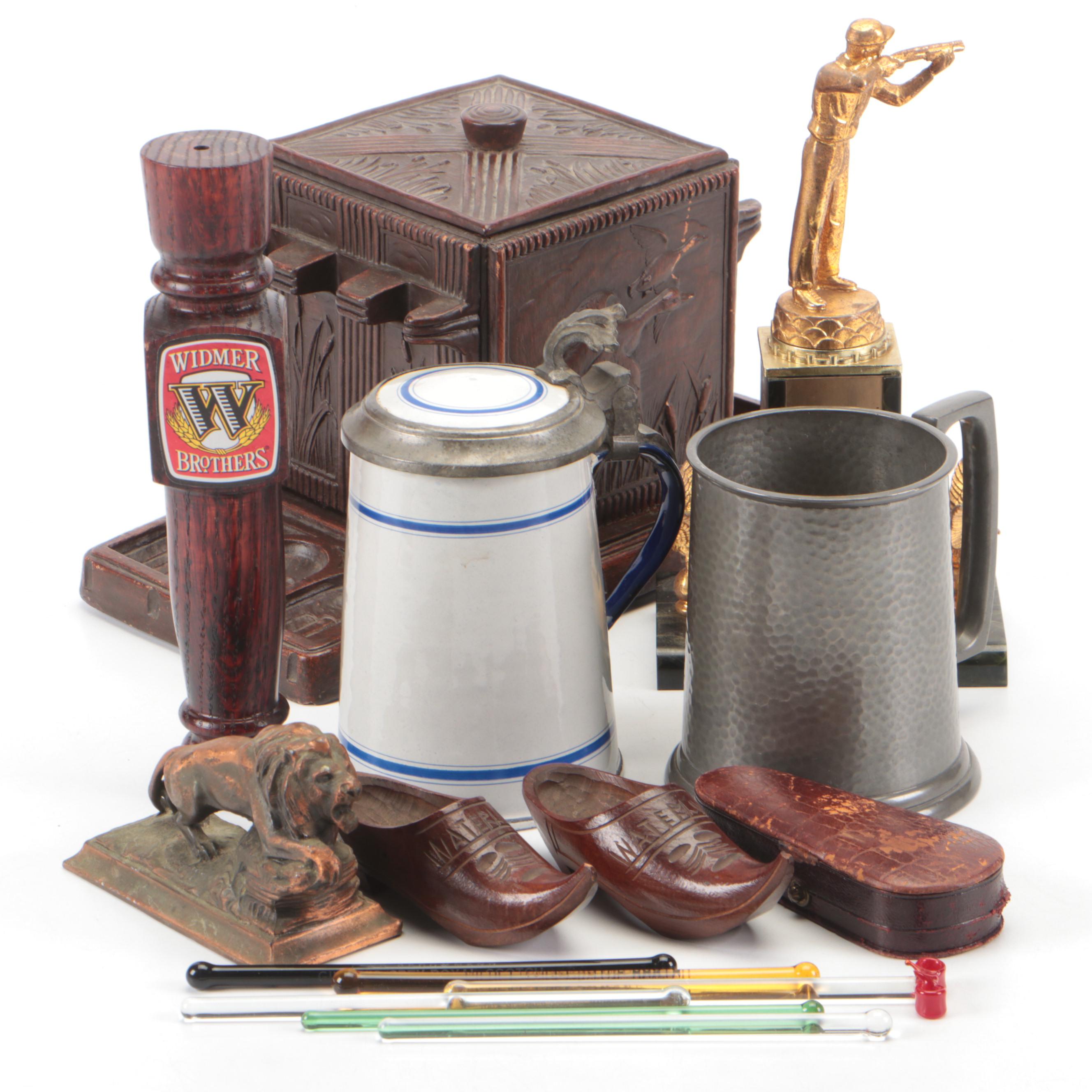 Syroco Cedar Lined Tobacco Pipe Holder Box with Duck Motif and More Décor