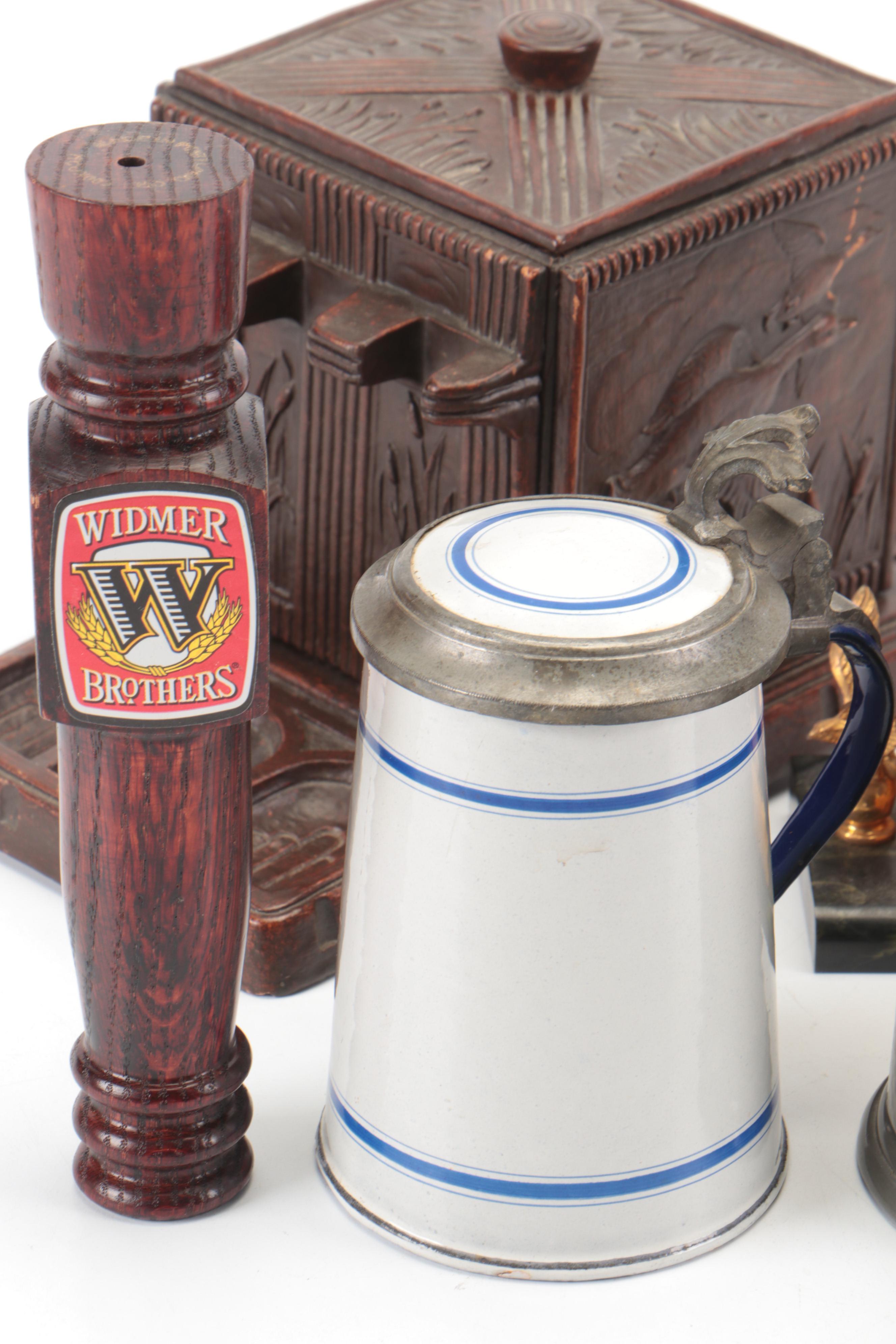 Syroco Cedar Lined Tobacco Pipe Holder Box with Duck Motif and More Décor