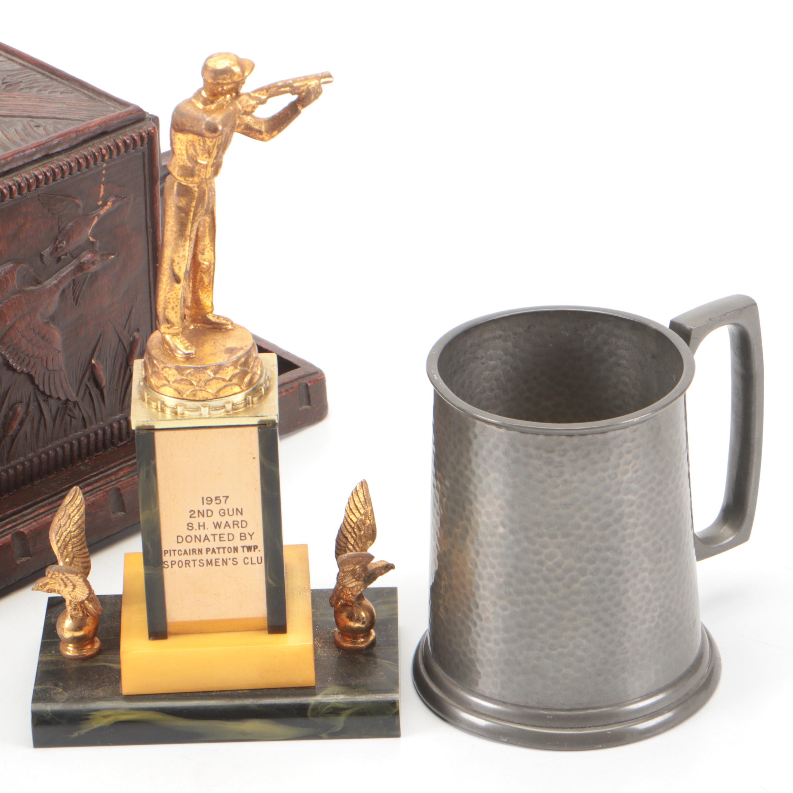 Syroco Cedar Lined Tobacco Pipe Holder Box with Duck Motif and More Décor