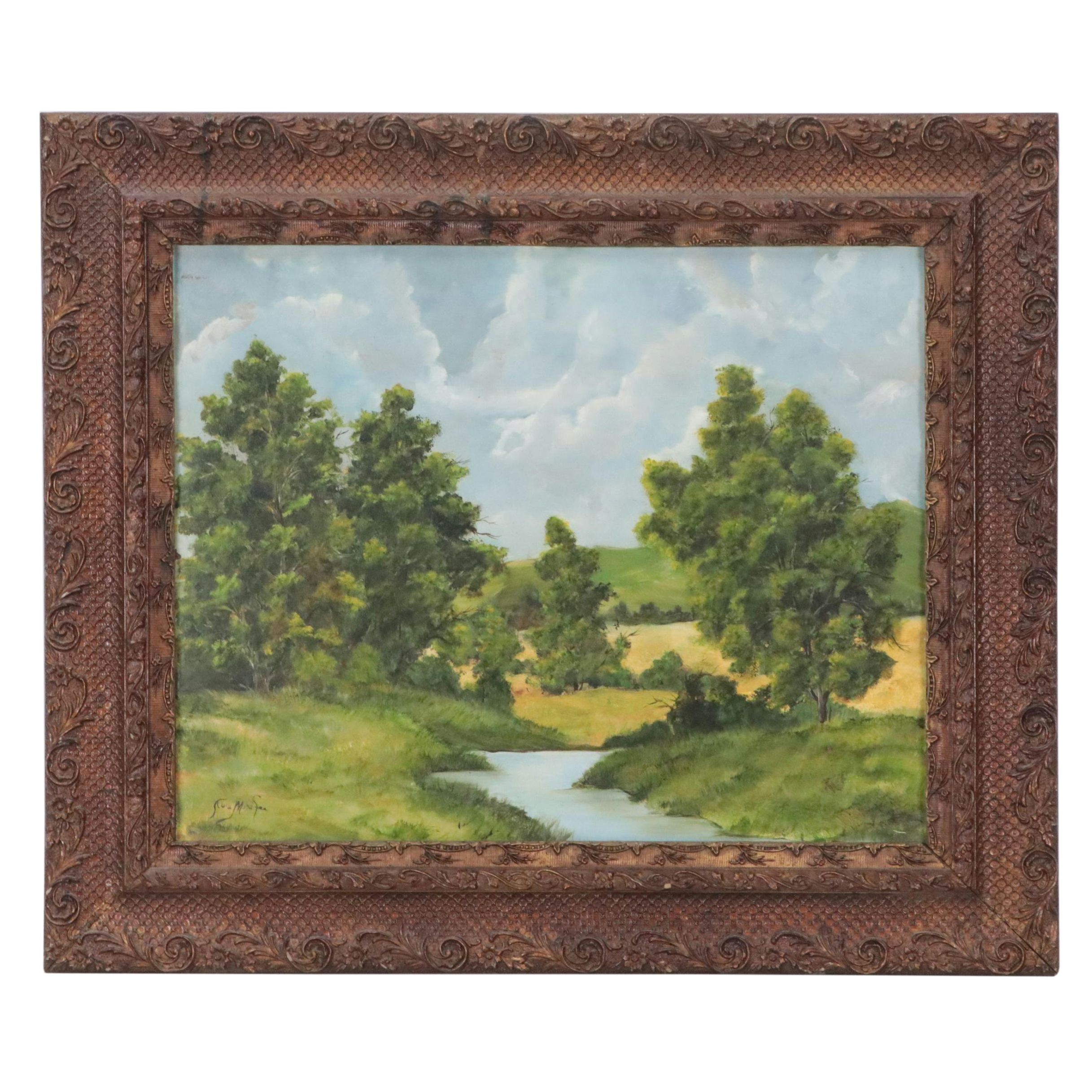 Bucolic Landscape Oil Painting