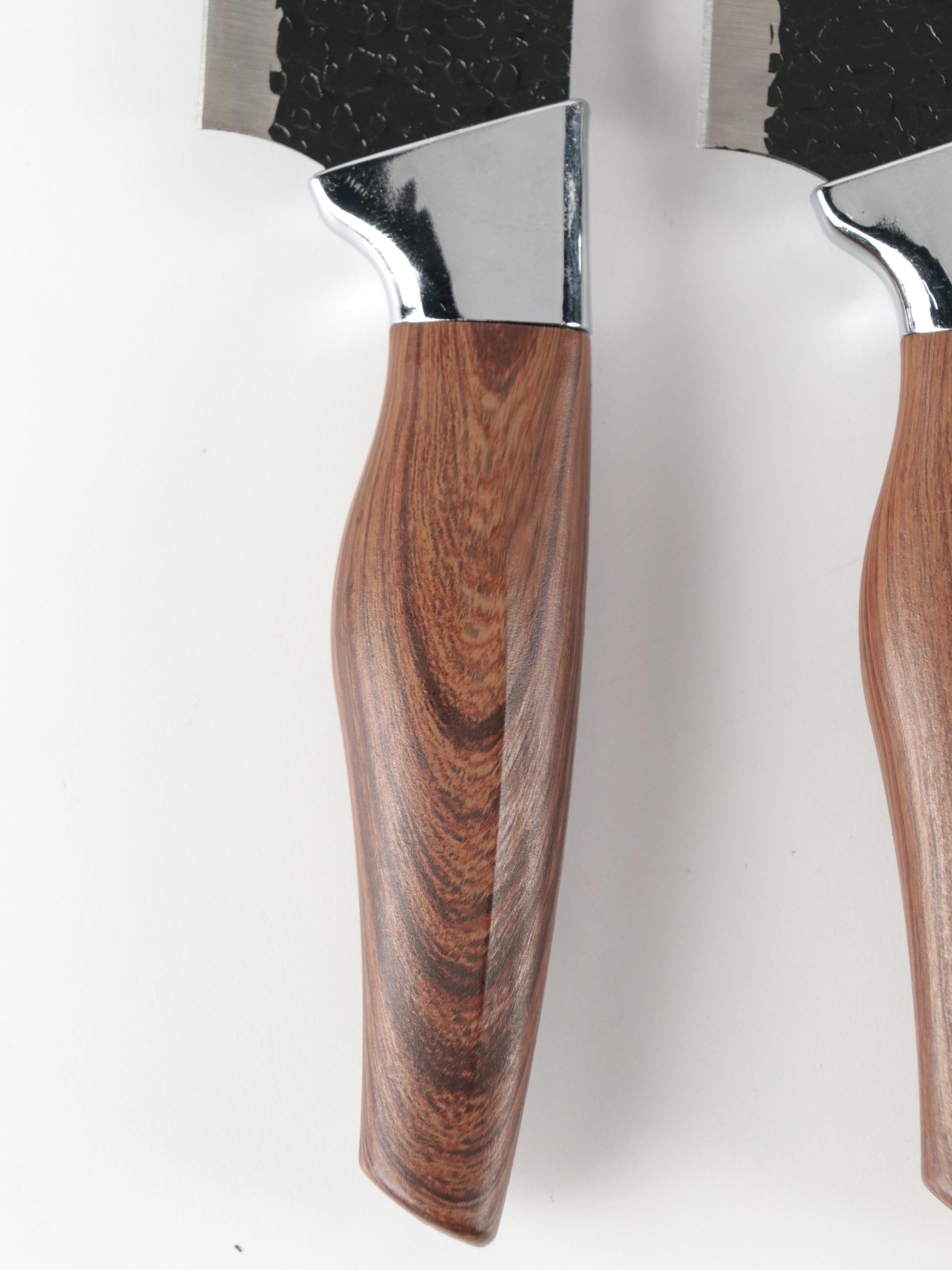 Little Cook Stainless Steel and Wooden Handled Chef Knife Set with Knife Roll