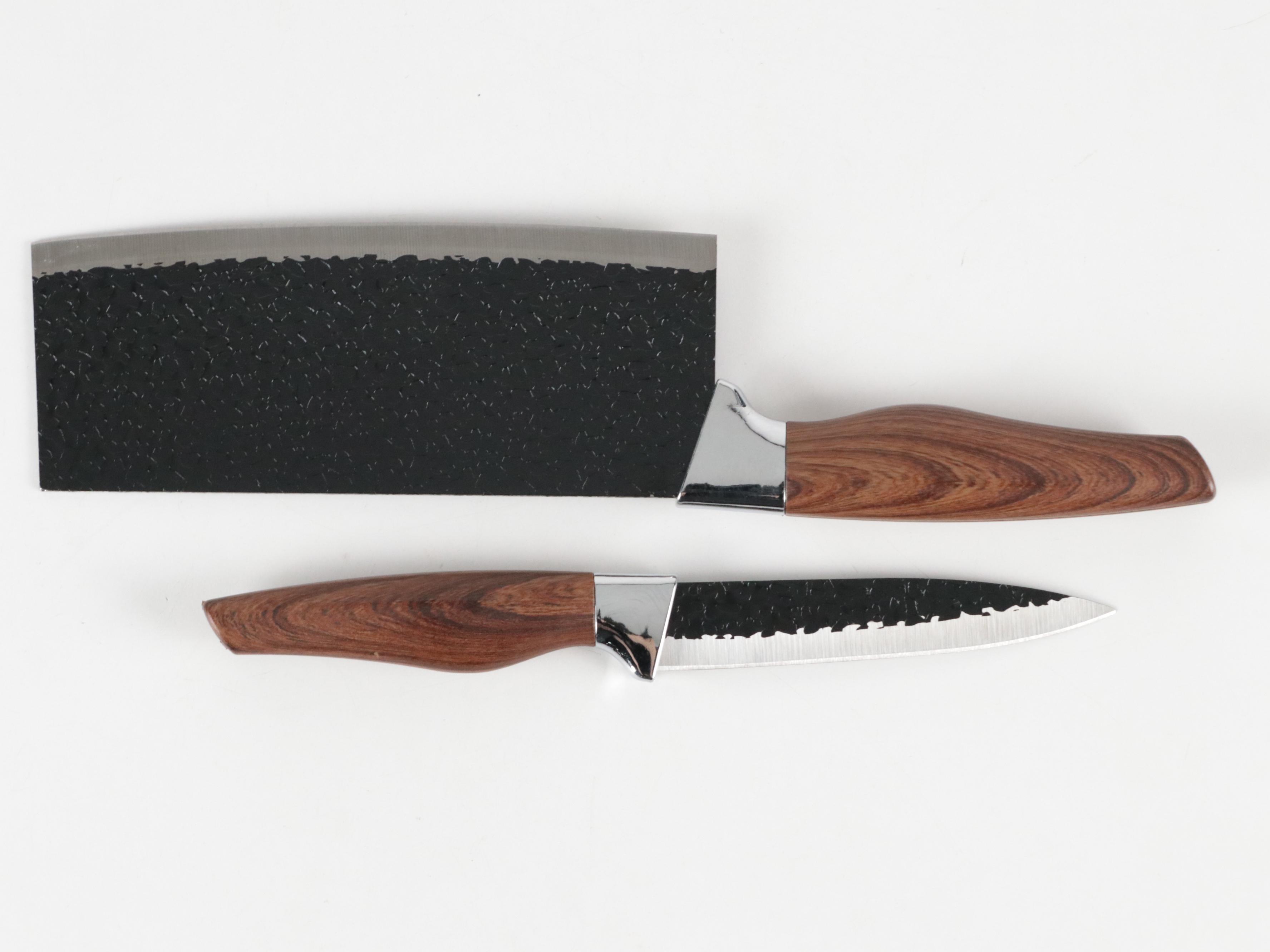 Little Cook Stainless Steel and Wooden Handled Chef Knife Set with Knife Roll