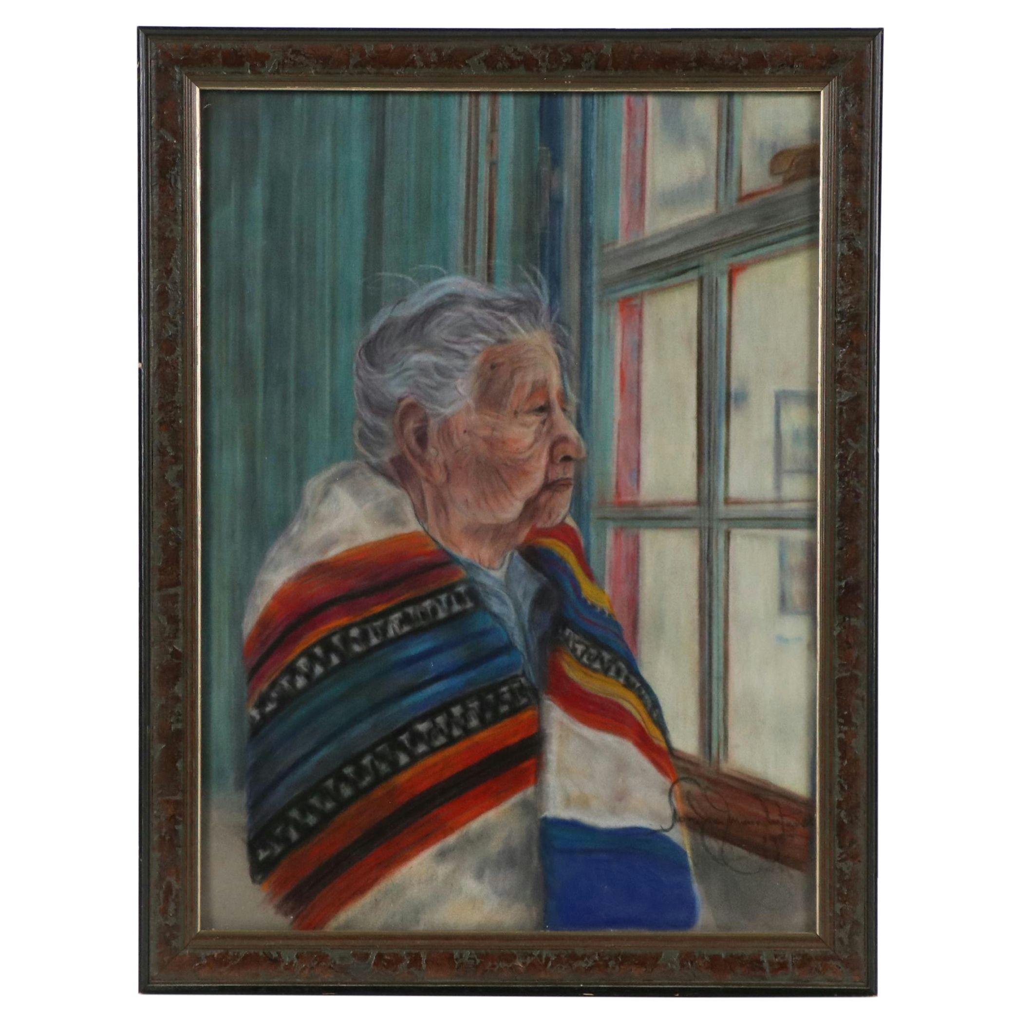 Female Portrait Chalk Pastel Drawing, 1987