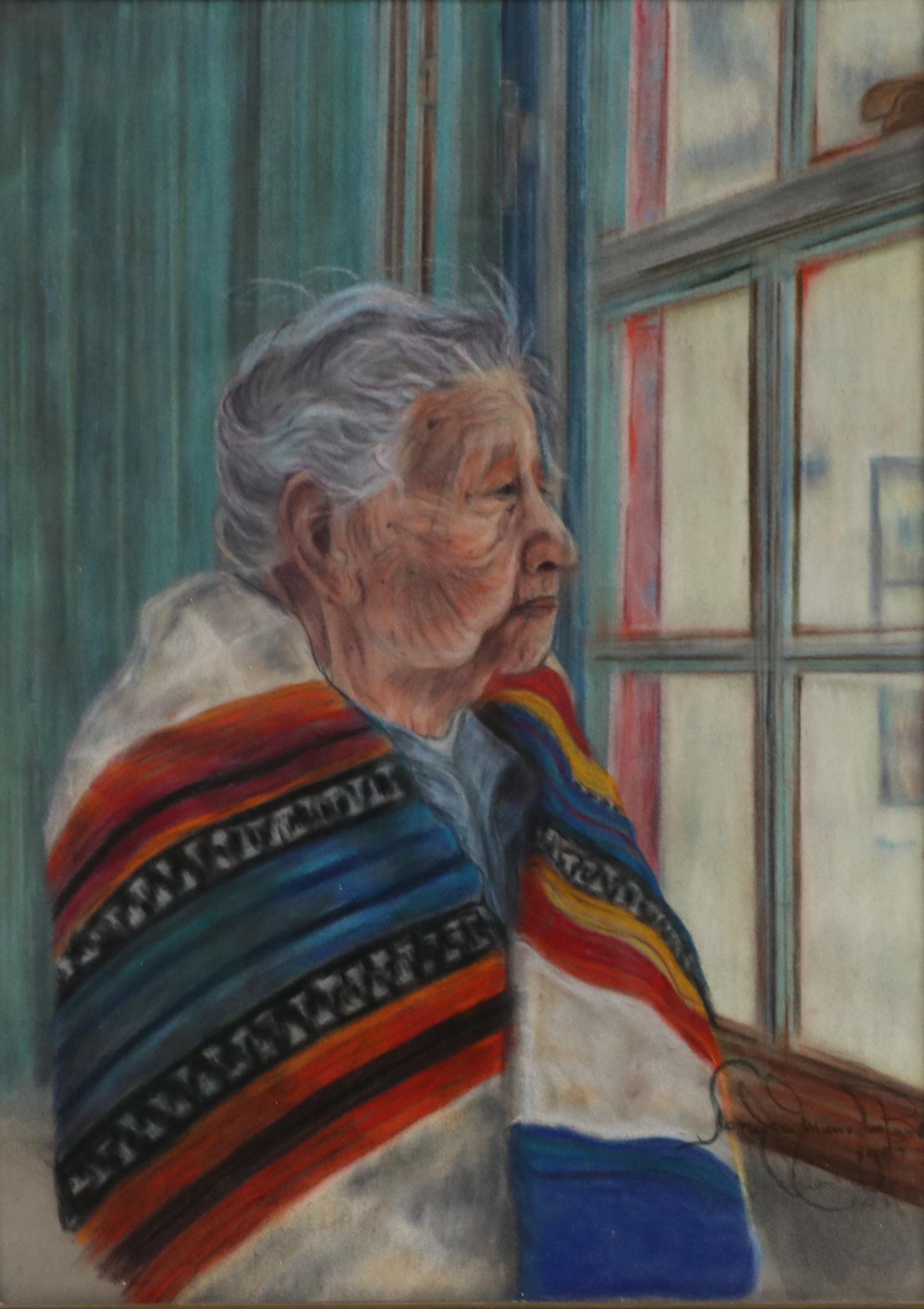 Female Portrait Chalk Pastel Drawing, 1987