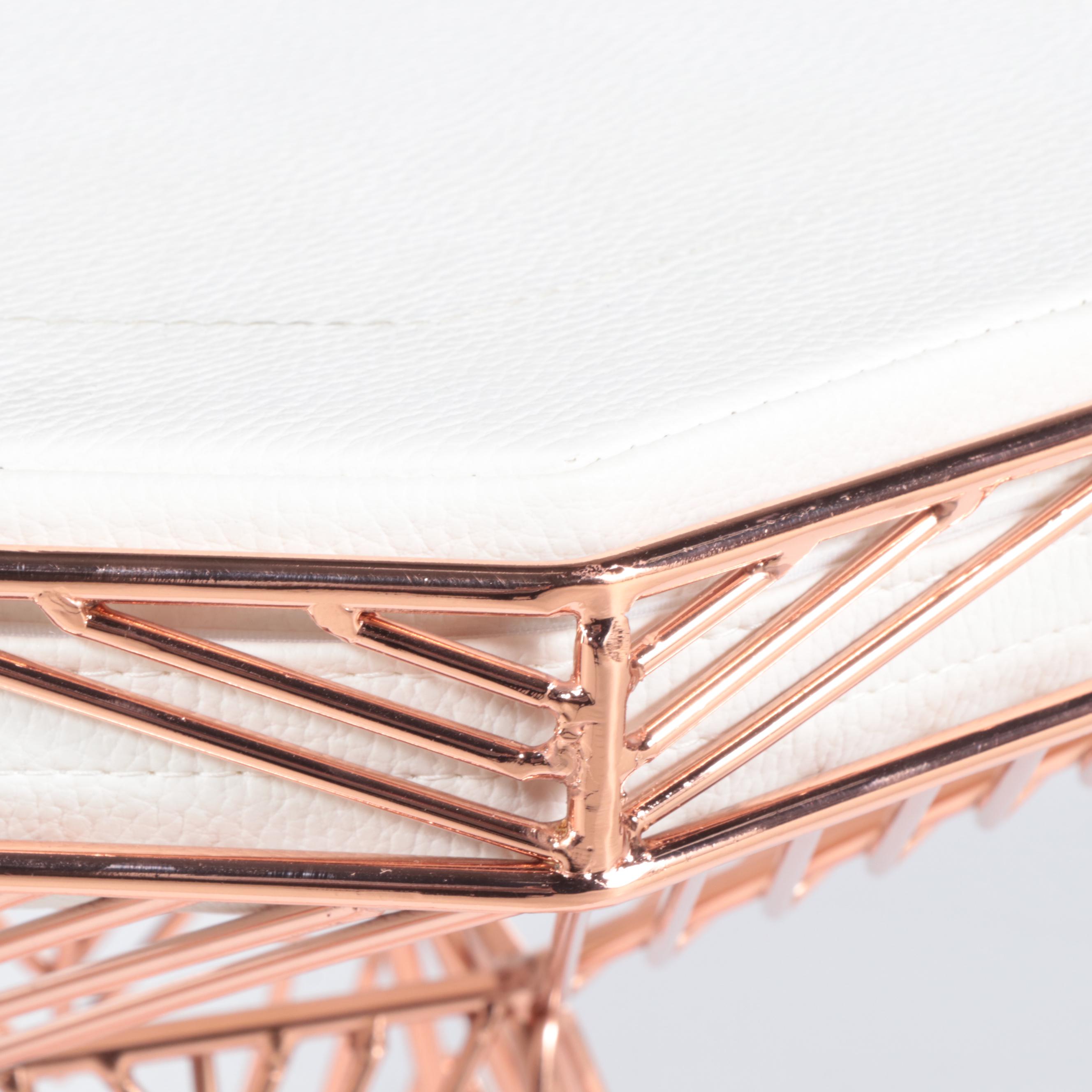 Bend Goods Switch Coppered Steel and White Leather Stool / Side Table