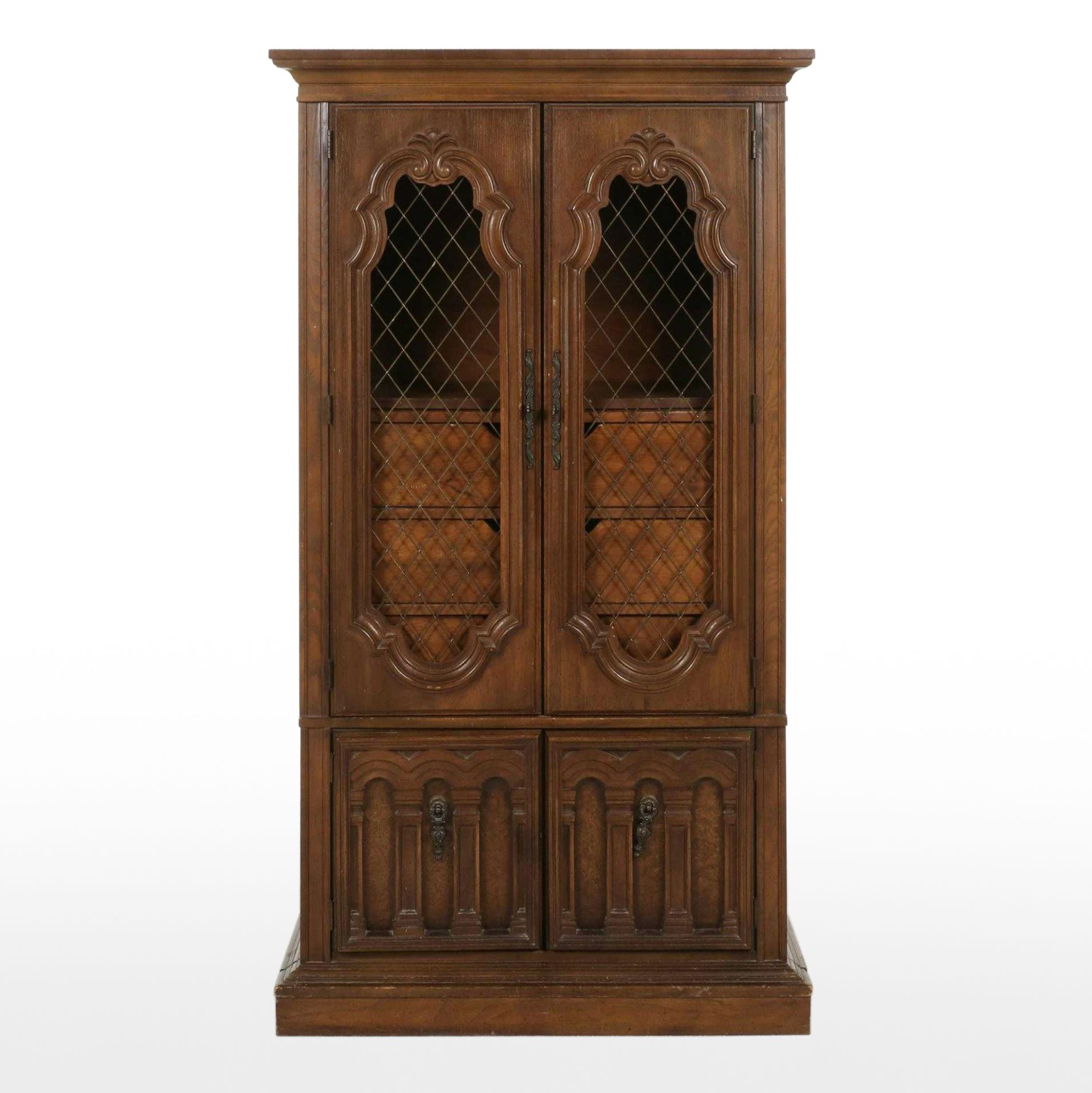 Mediterranean Style Pecan Grill-Front Cabinet