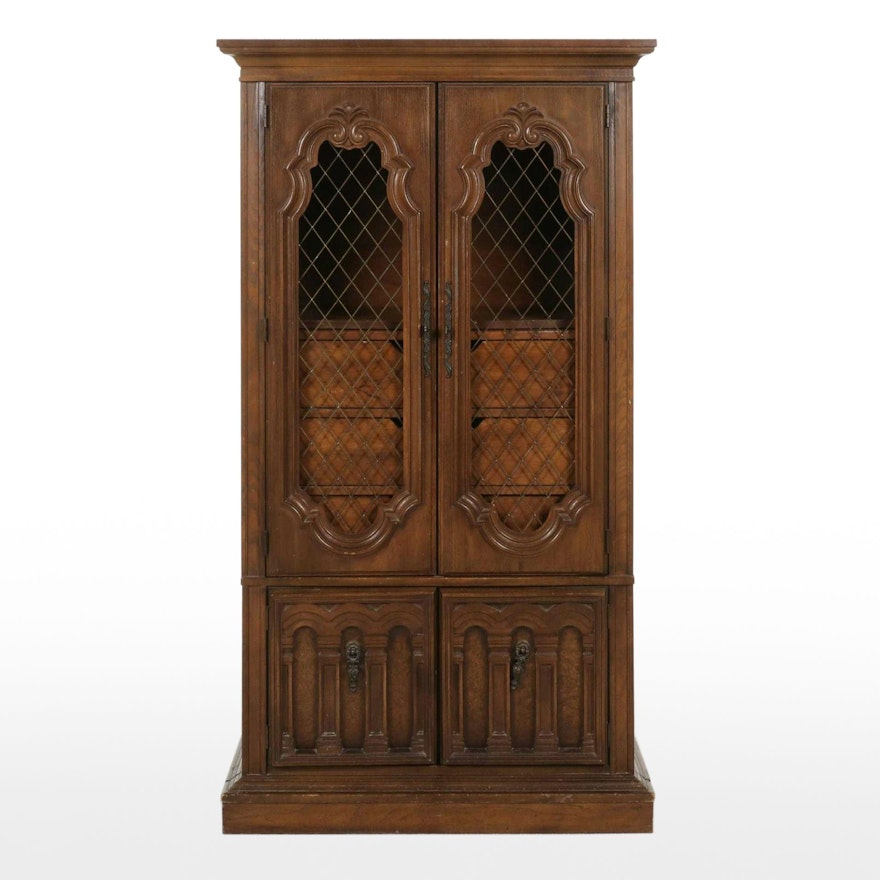 Mediterranean Style Pecan Grill-Front Cabinet