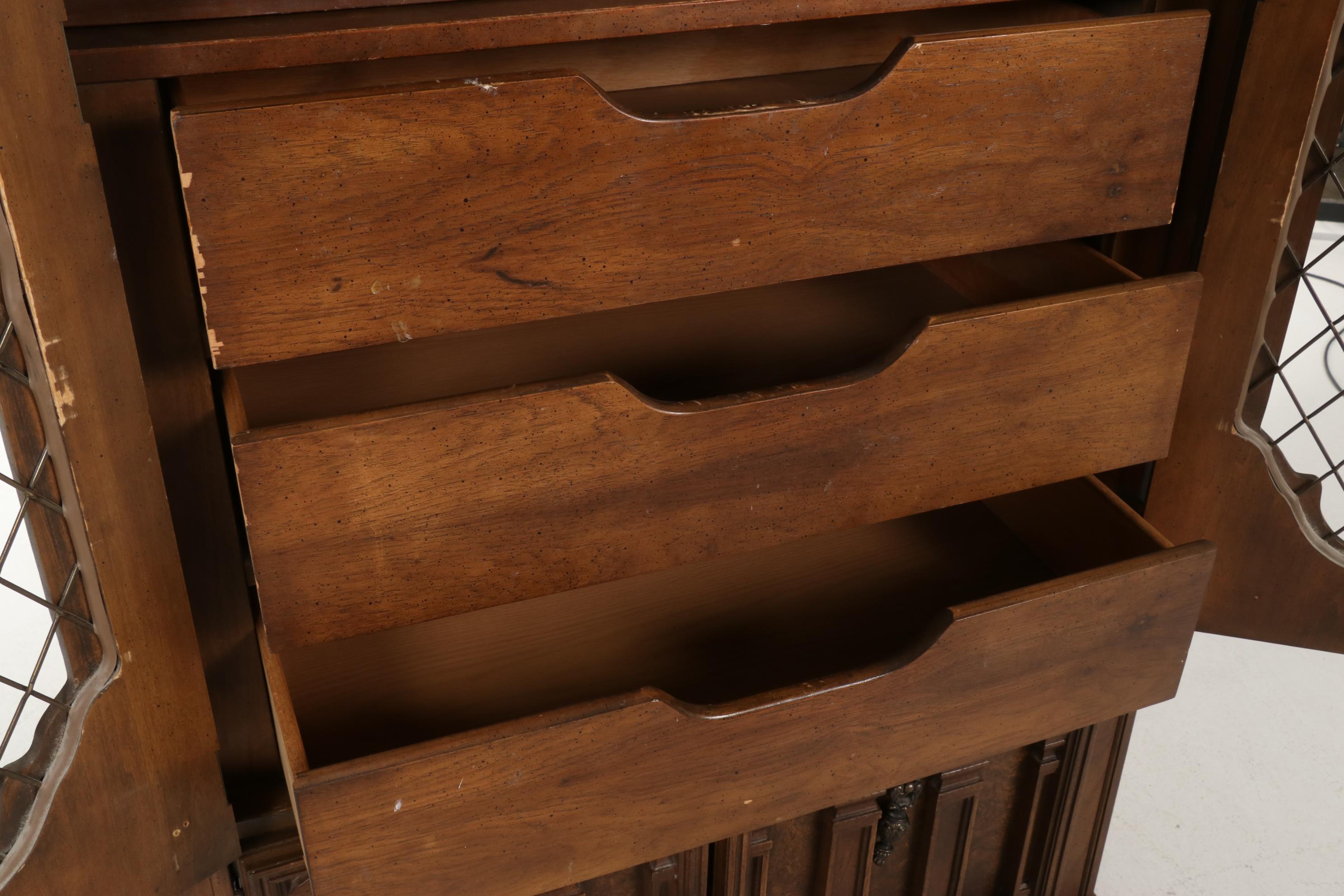 Mediterranean Style Pecan Grill-Front Cabinet