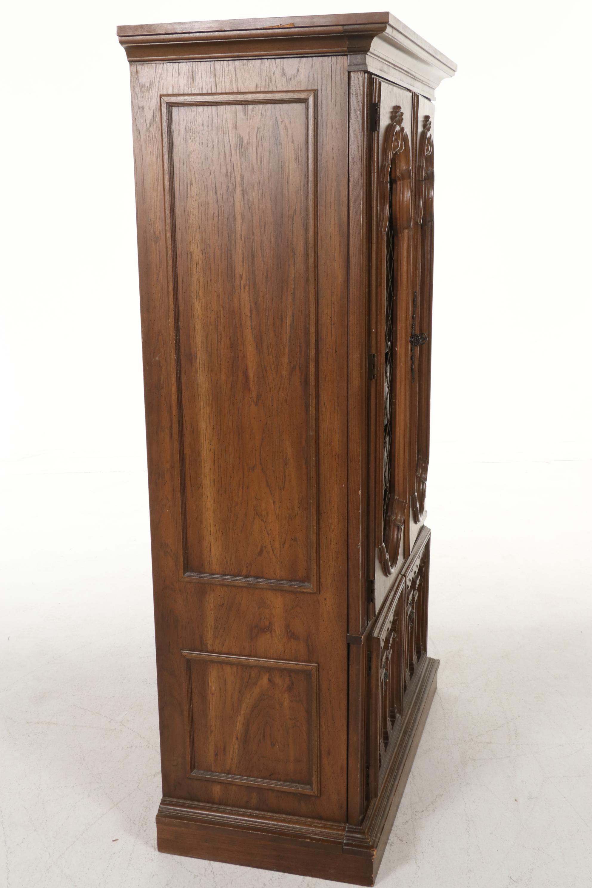Mediterranean Style Pecan Grill-Front Cabinet