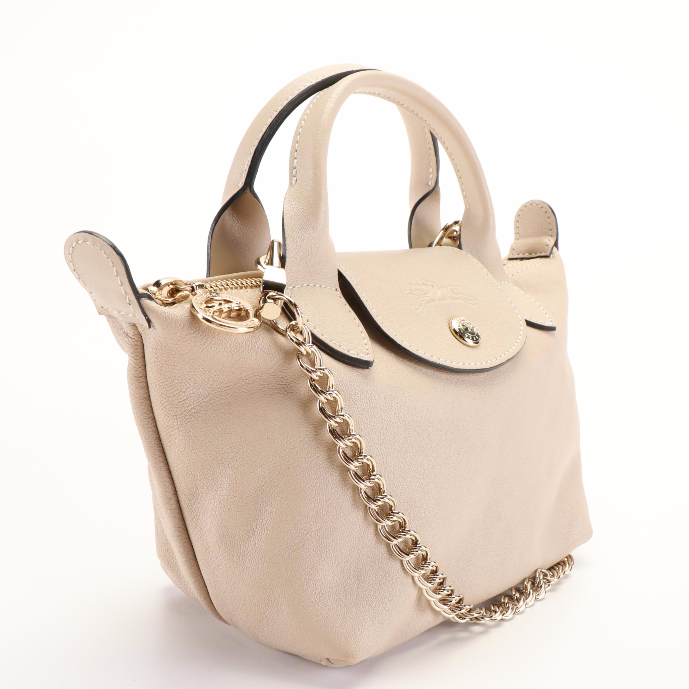 Longchamp Limited Edition Modèle Déposé Shoulder Bag in Beige Leather