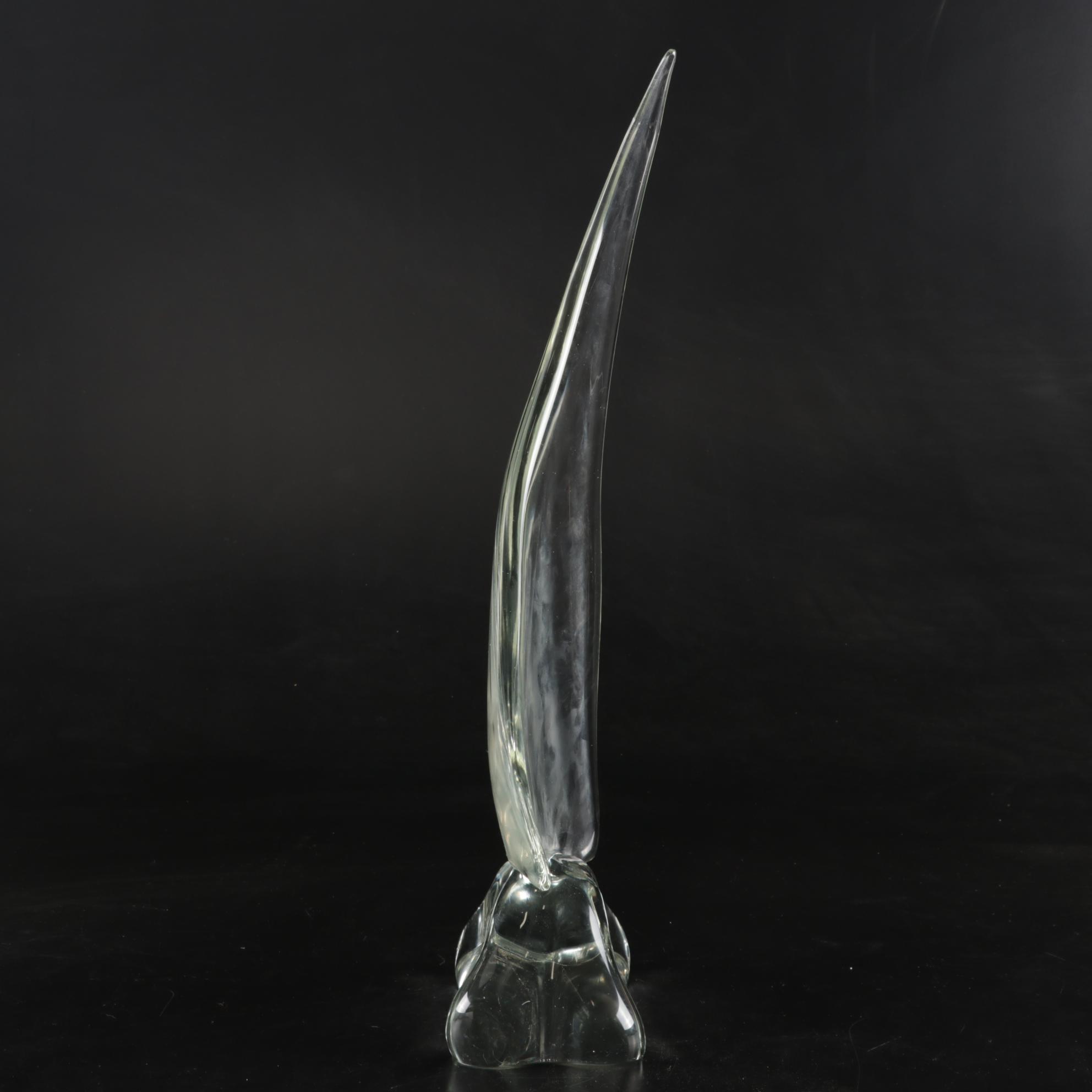 Zanetti Handmade Murano Art Glass Sailboat, Fossil Coral, Abalone, Queen Conch